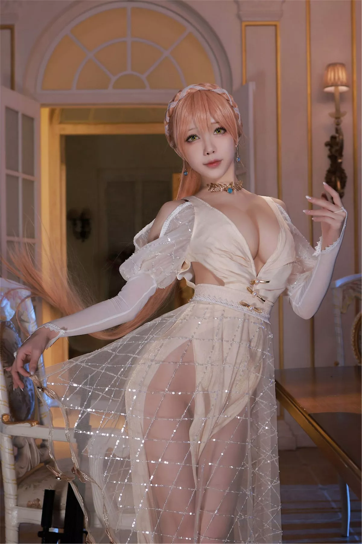 动漫博主水淼aqua少女前线主题私房性感薄纱服饰配蕾丝袜秀豪乳翘臀诱惑写真77P