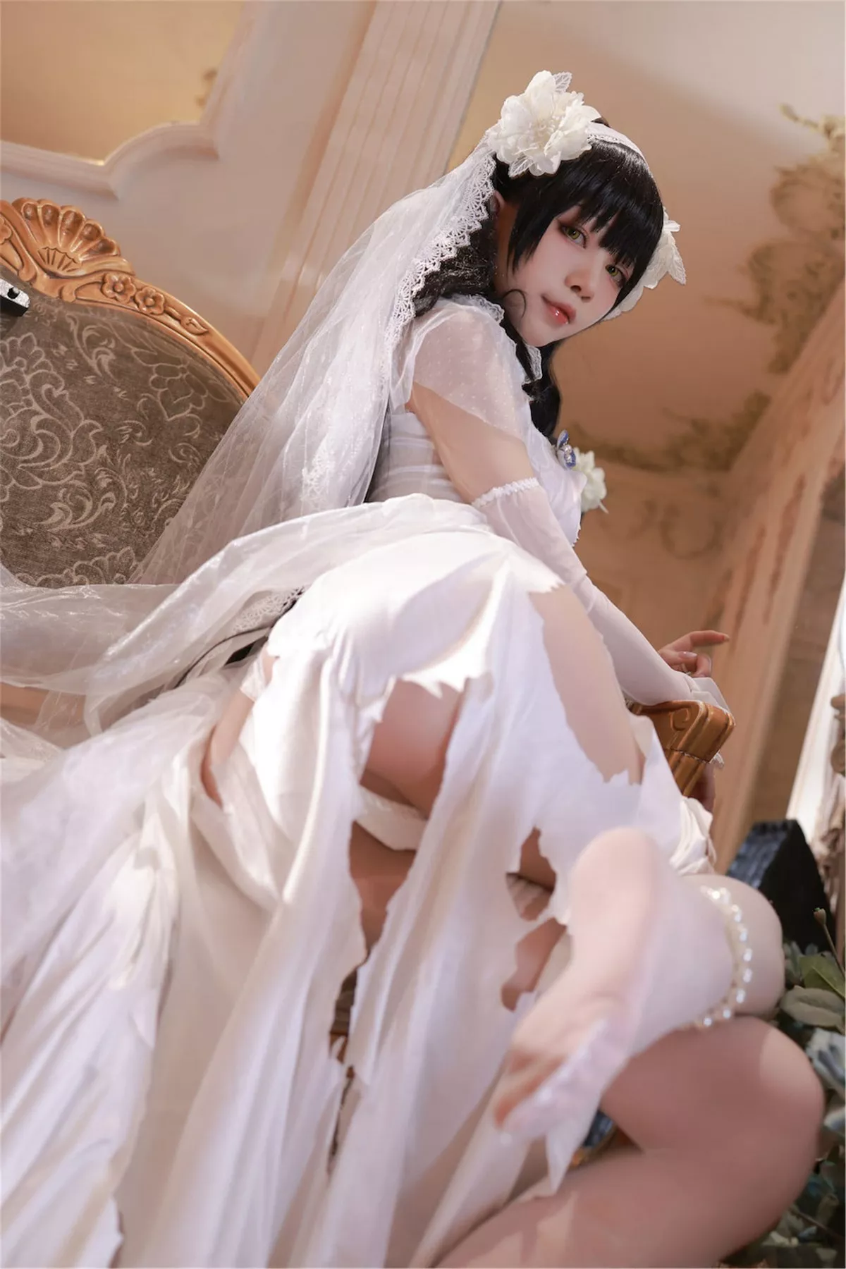 动漫博主水淼aqua少女前线主题私房性感薄纱服饰配蕾丝袜秀豪乳翘臀诱惑写真77P