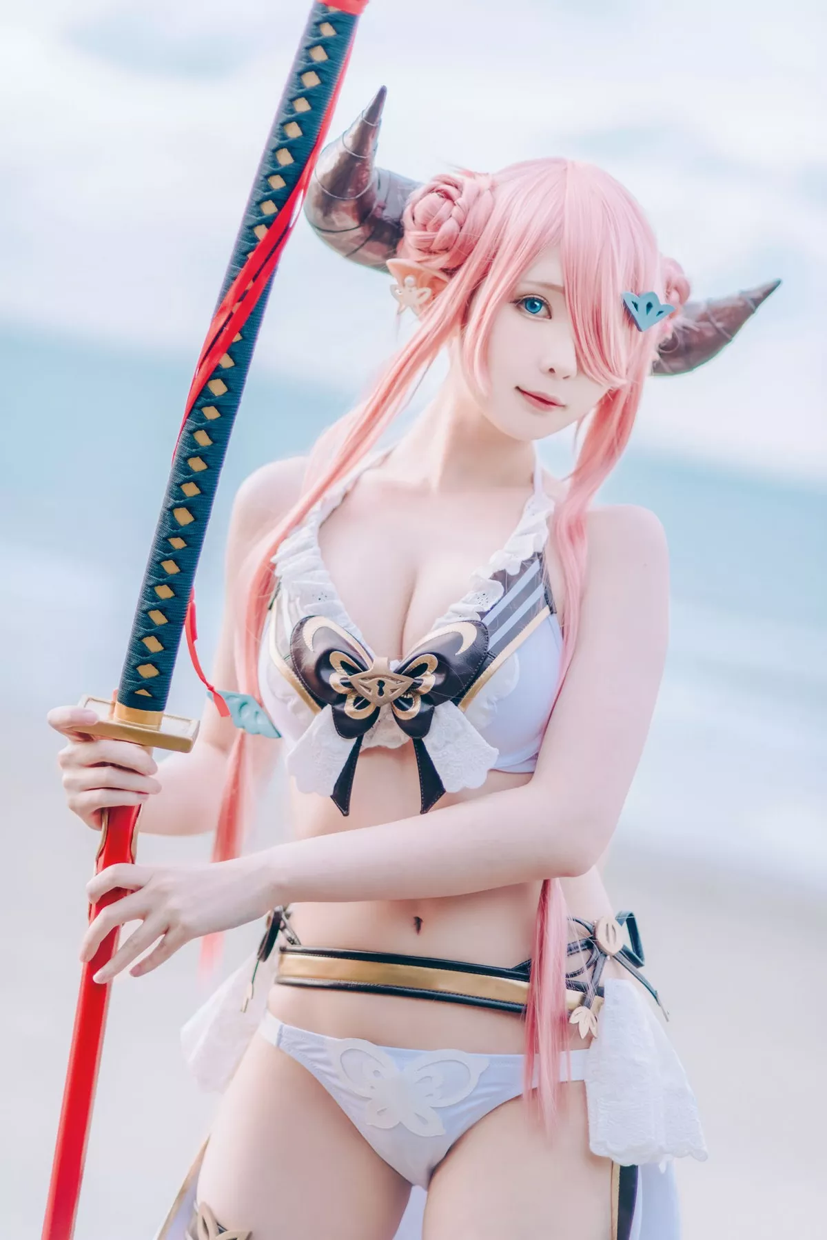 微博妹纸霜月shimo碧蓝幻想娜尔梅亚主题美女武士装扮性感内衣迷人诱惑写真94P