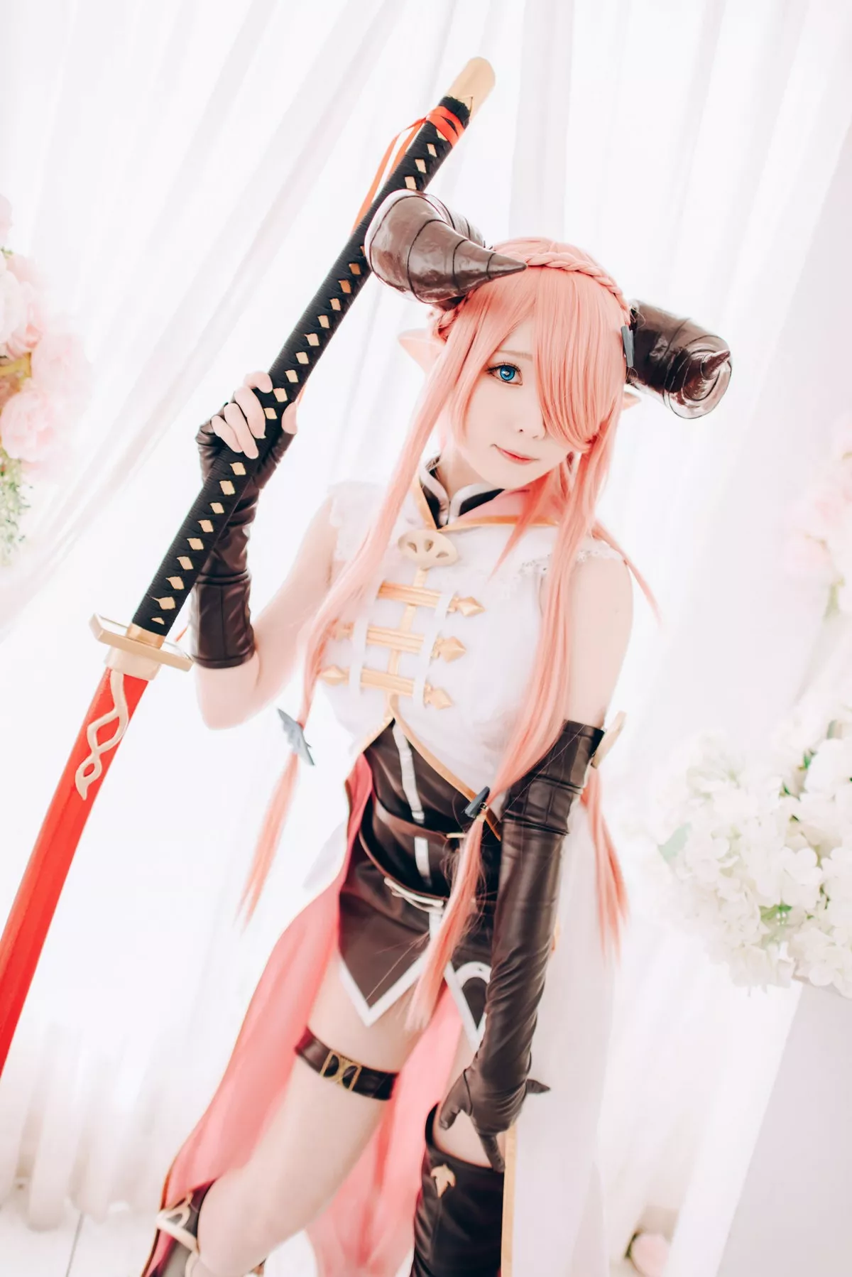 微博妹纸霜月shimo碧蓝幻想娜尔梅亚主题美女武士装扮性感内衣迷人诱惑写真94P