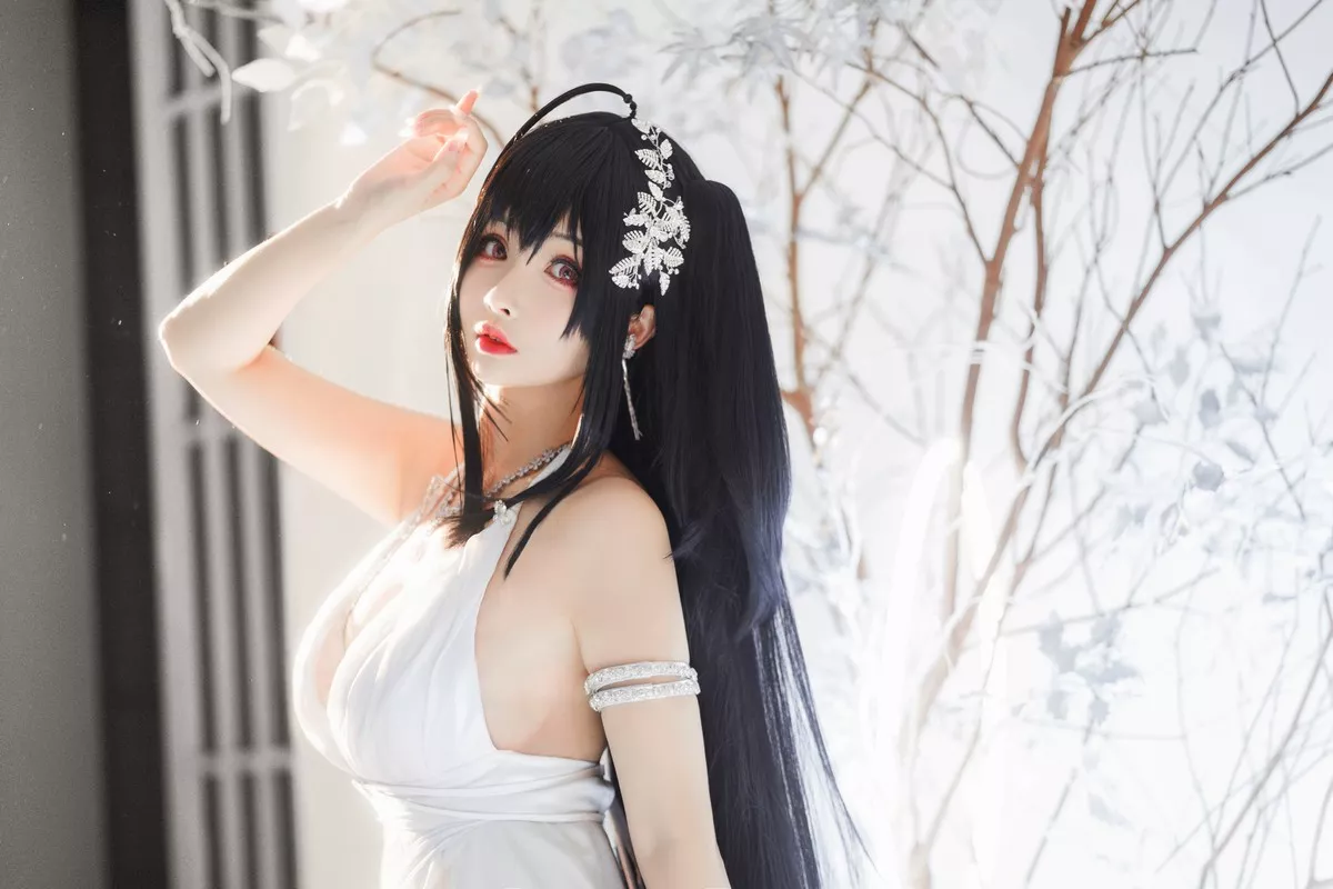 网络美女rioko凉凉子大凤花嫁主题私房性感薄透婚纱配白丝吊袜完美诱惑写真39P