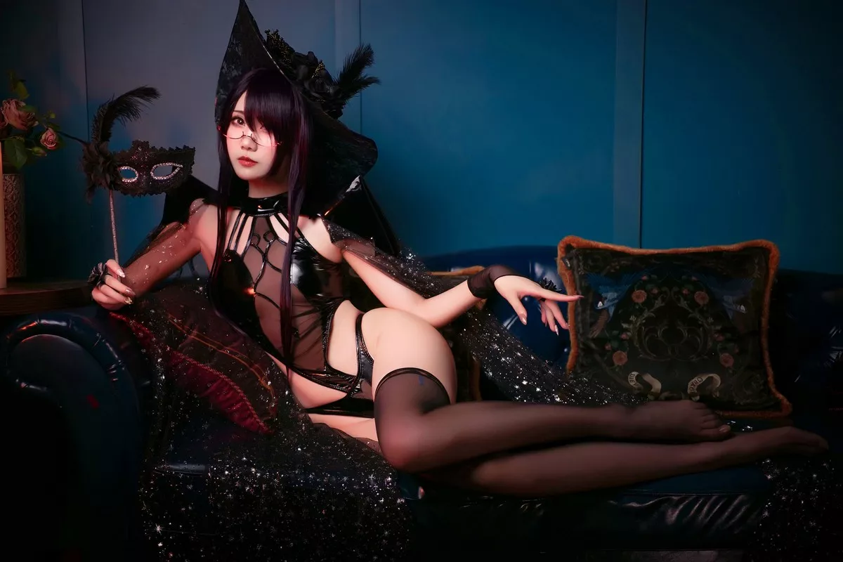 动漫博主曉美媽&羊大真人魔女集会主题私房性感姐妹花黑色情趣服饰完美诱惑写真35P