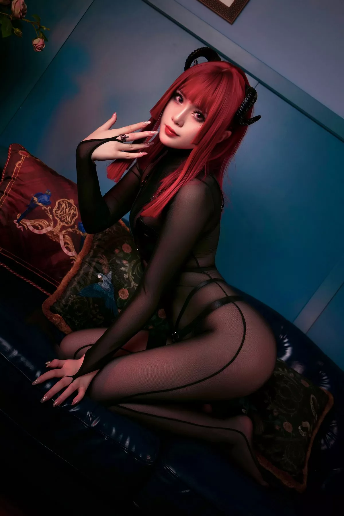 动漫博主曉美媽&羊大真人魔女集会主题私房性感姐妹花黑色情趣服饰完美诱惑写真35P