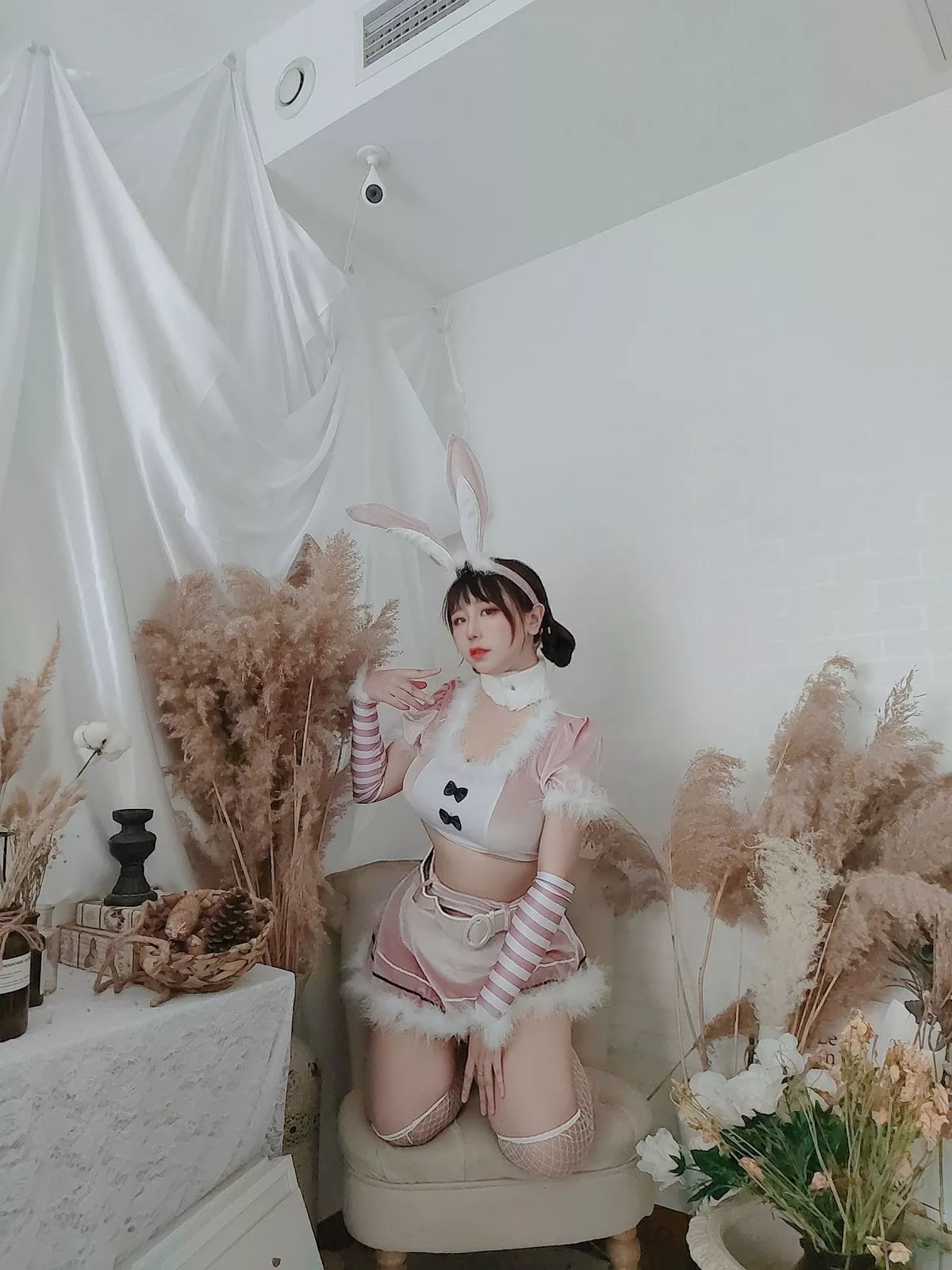 动漫博主穆零Mu0自拍主题私房性感银色旗袍+兔女郎服饰+浴室性感内衣诱惑写真110P