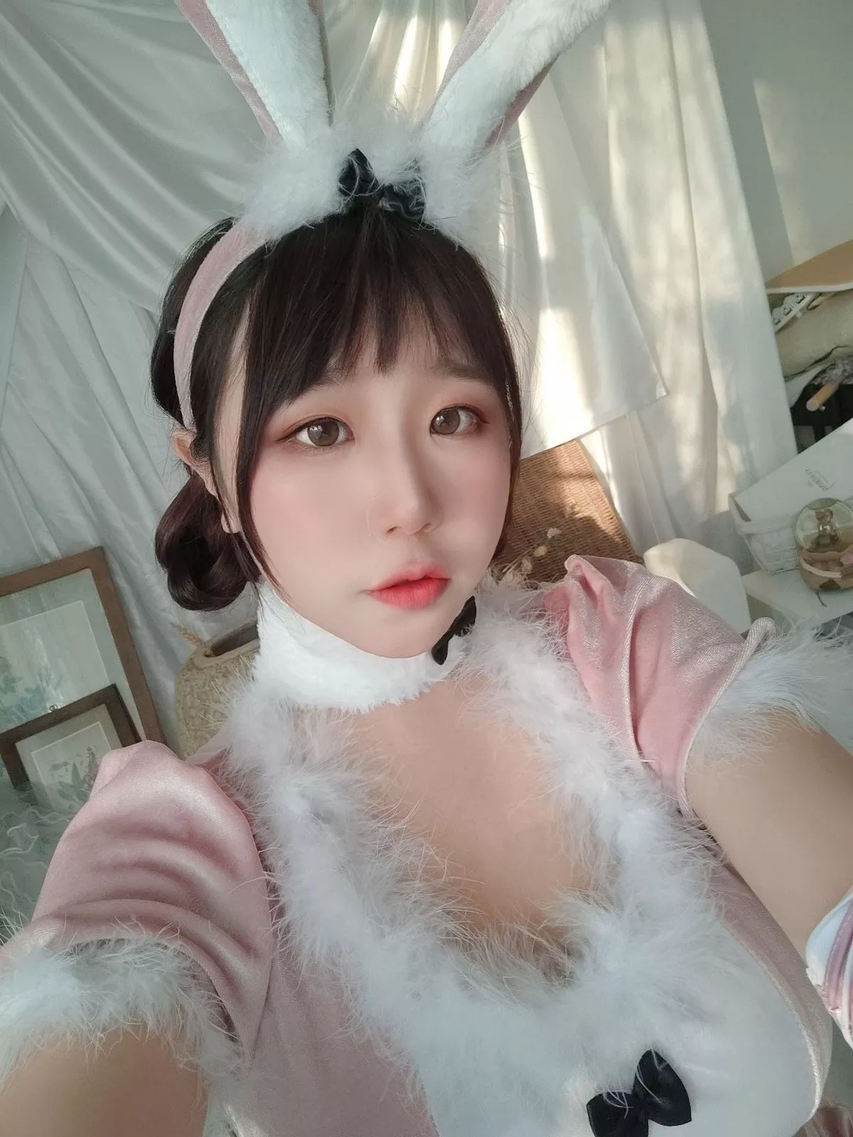 动漫博主穆零Mu0自拍主题私房性感银色旗袍+兔女郎服饰+浴室性感内衣诱惑写真110P