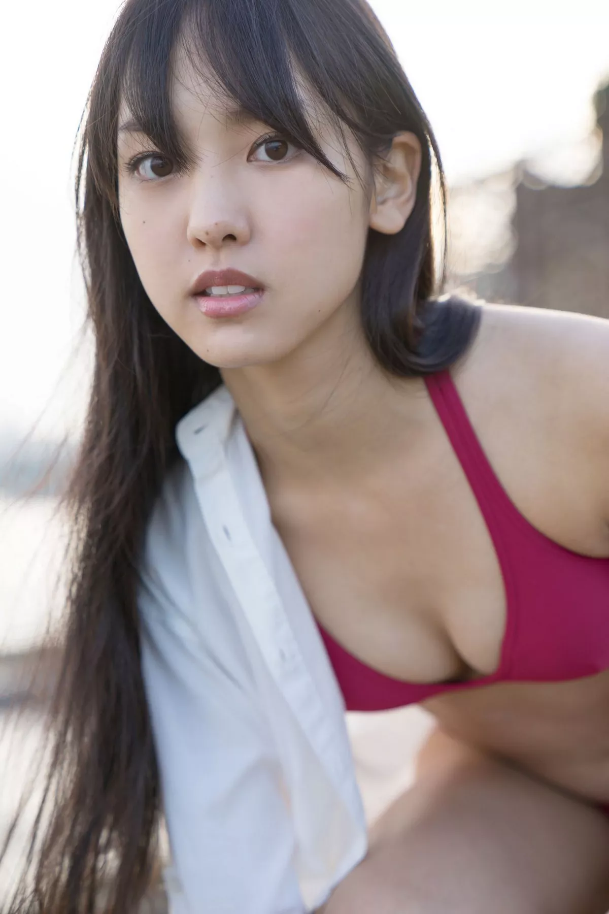 日本萌妹子饭洼春菜户外和服主题私房内衣系列+红色吊裙秀完美身材性感写真98P