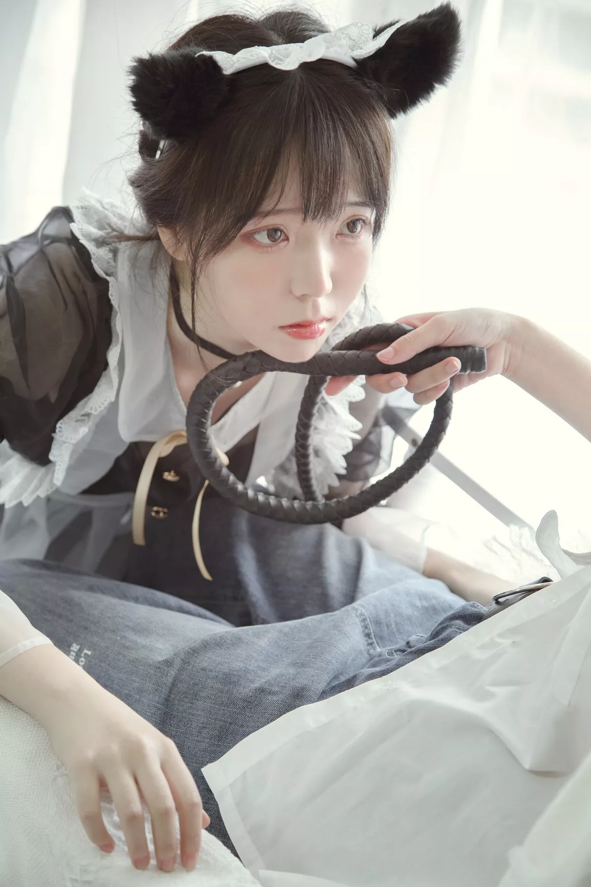 微博妹子Fushii_海堂黑白女仆主题私房薄透女仆装配黑丝网袜秀美腿撩人诱惑写真30P