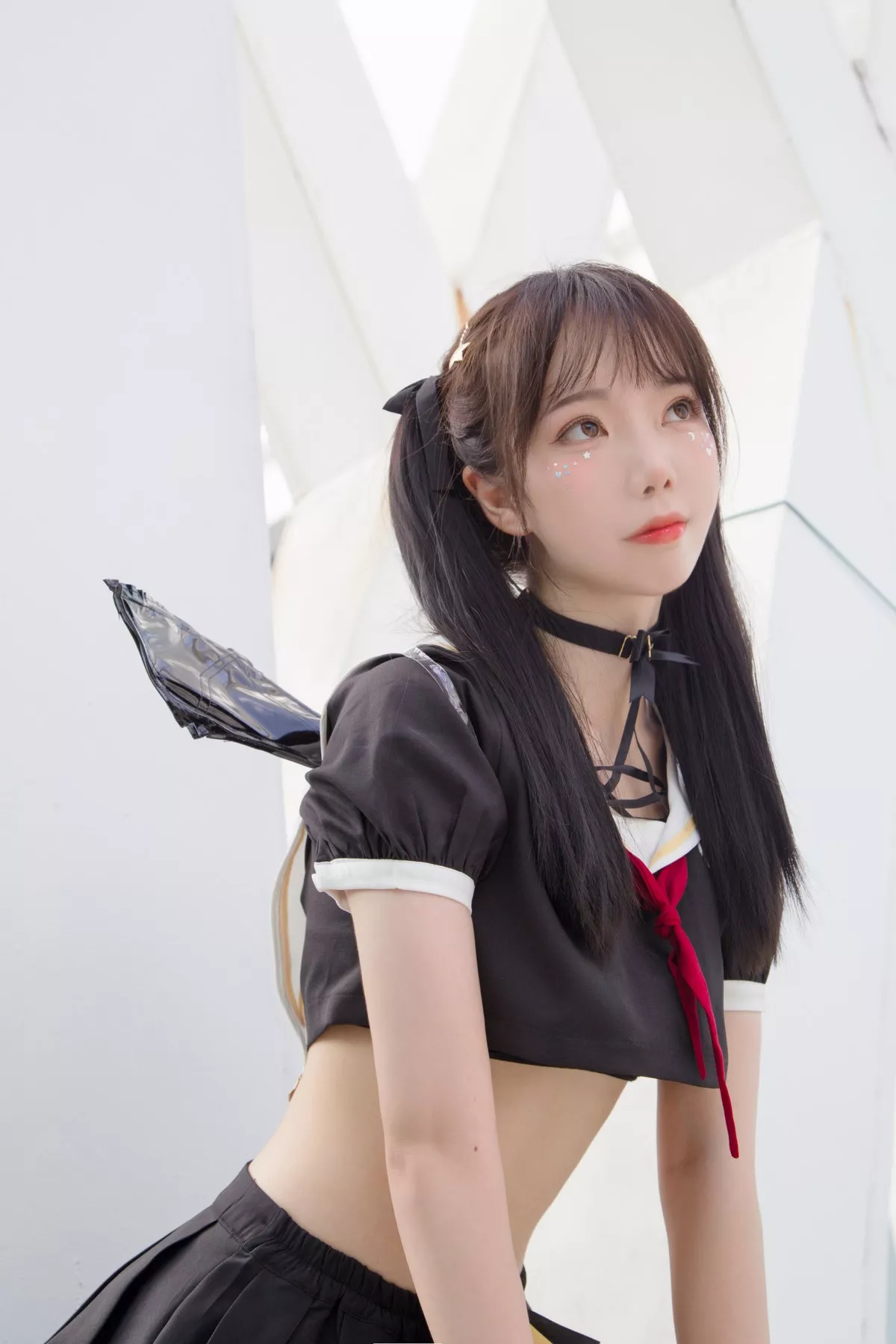 微博妹子Fushii_海堂魔法少女主题户外性感美少女战士黑短裙秀完美身材诱惑写真40P