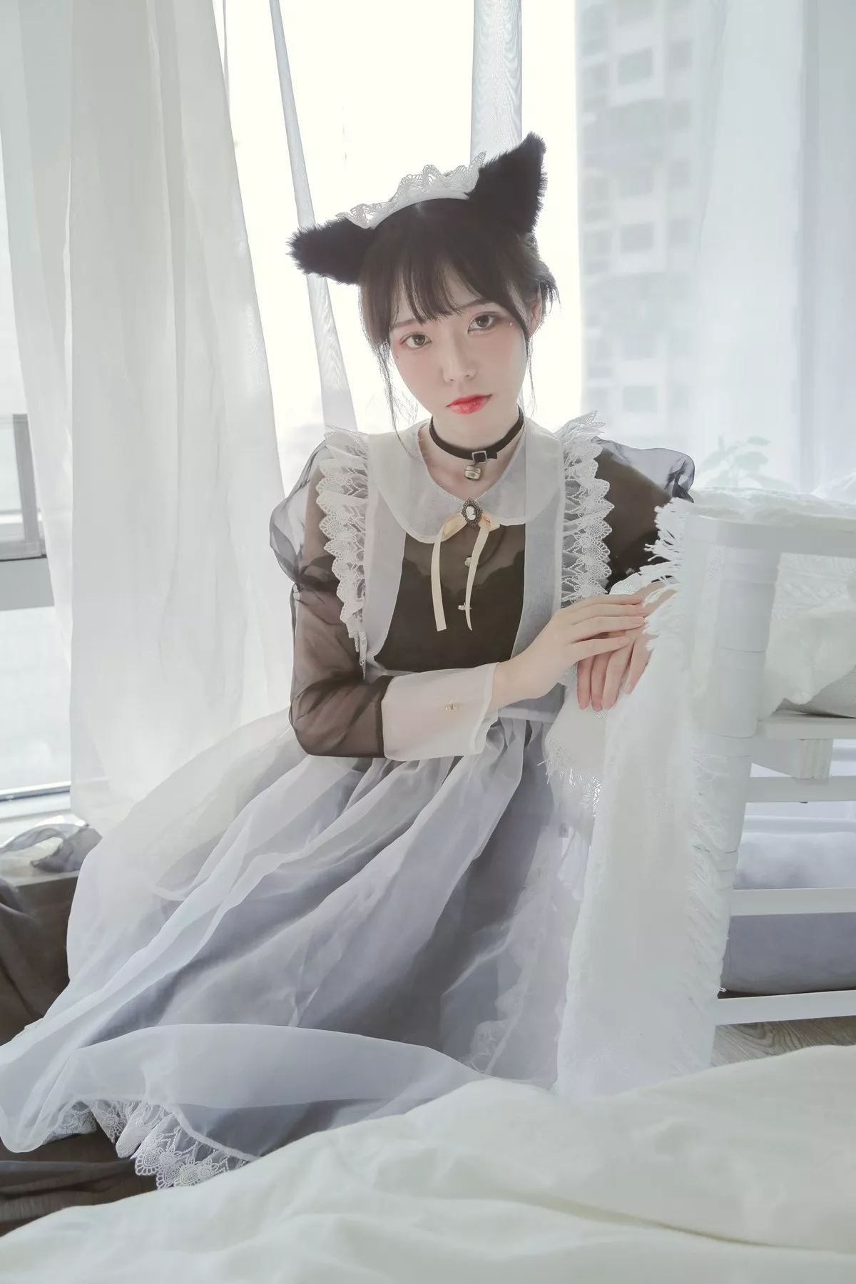 微博妹子Fushii_海堂黑白女仆主题私房薄透女仆装配黑丝网袜秀美腿撩人诱惑写真30P