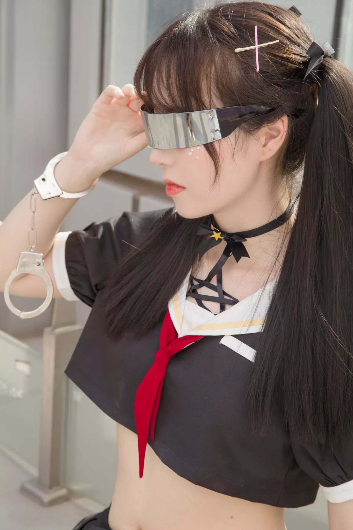 微博妹子Fushii_海堂魔法少女主题户外性感美少女战士黑短裙秀完美身材诱惑写真40P