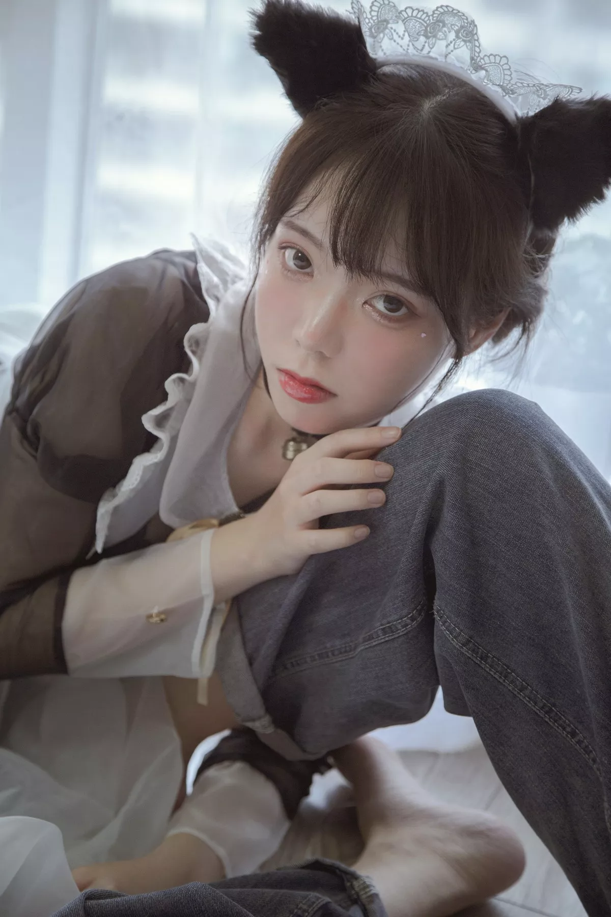 微博妹子Fushii_海堂黑白女仆主题私房薄透女仆装配黑丝网袜秀美腿撩人诱惑写真30P