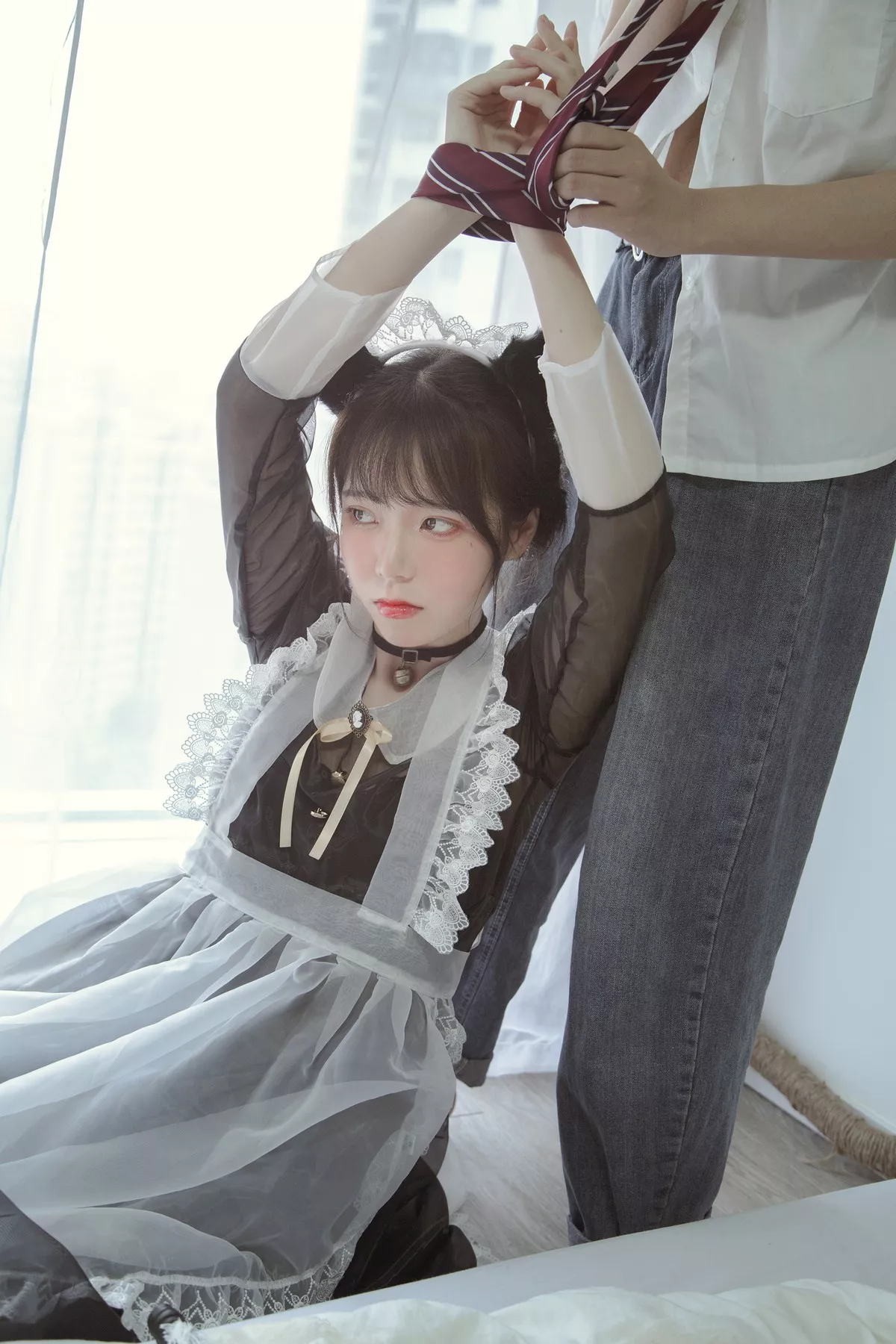 微博妹子Fushii_海堂黑白女仆主题私房薄透女仆装配黑丝网袜秀美腿撩人诱惑写真30P