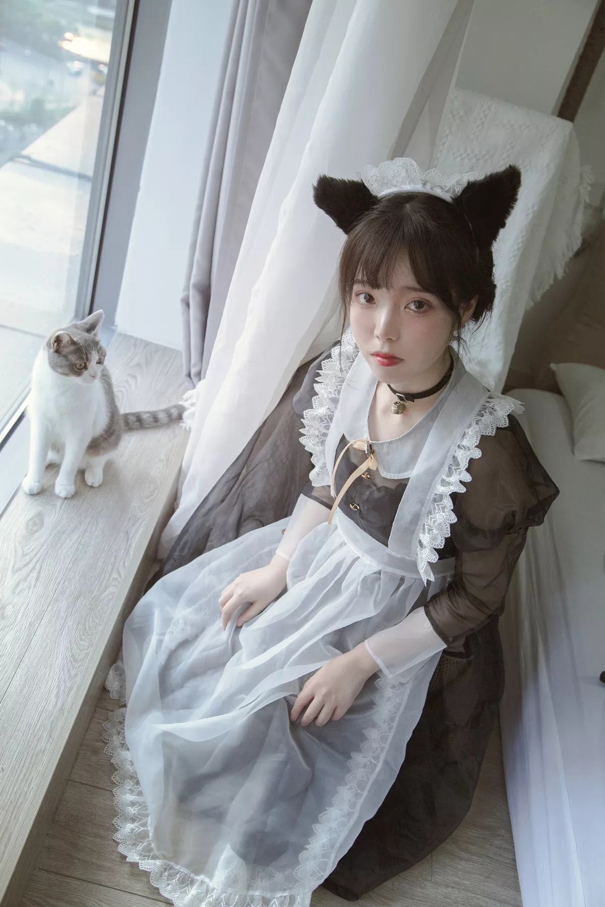 微博妹子Fushii_海堂黑白女仆主题私房薄透女仆装配黑丝网袜秀美腿撩人诱惑写真30P
