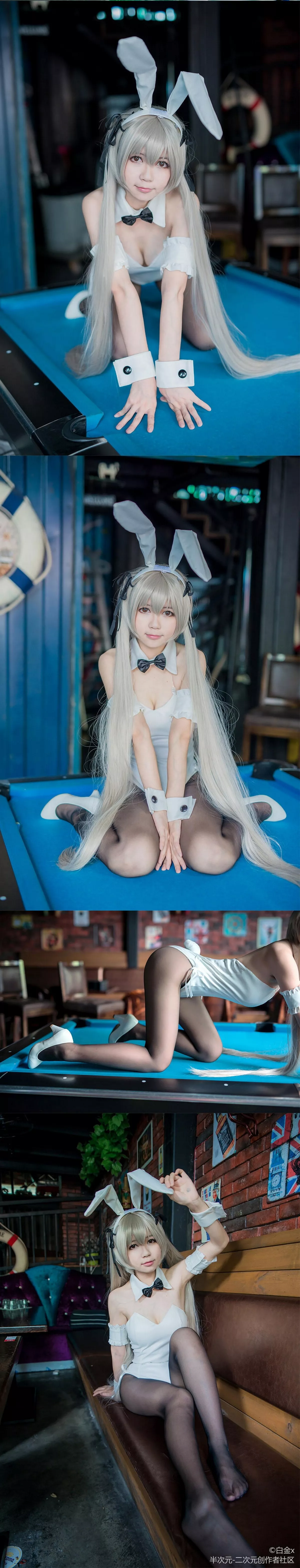 网红coser白金Saki春日野穹系列主题私房性感兔女郎配黑丝裤袜秀美腿诱惑写真32P