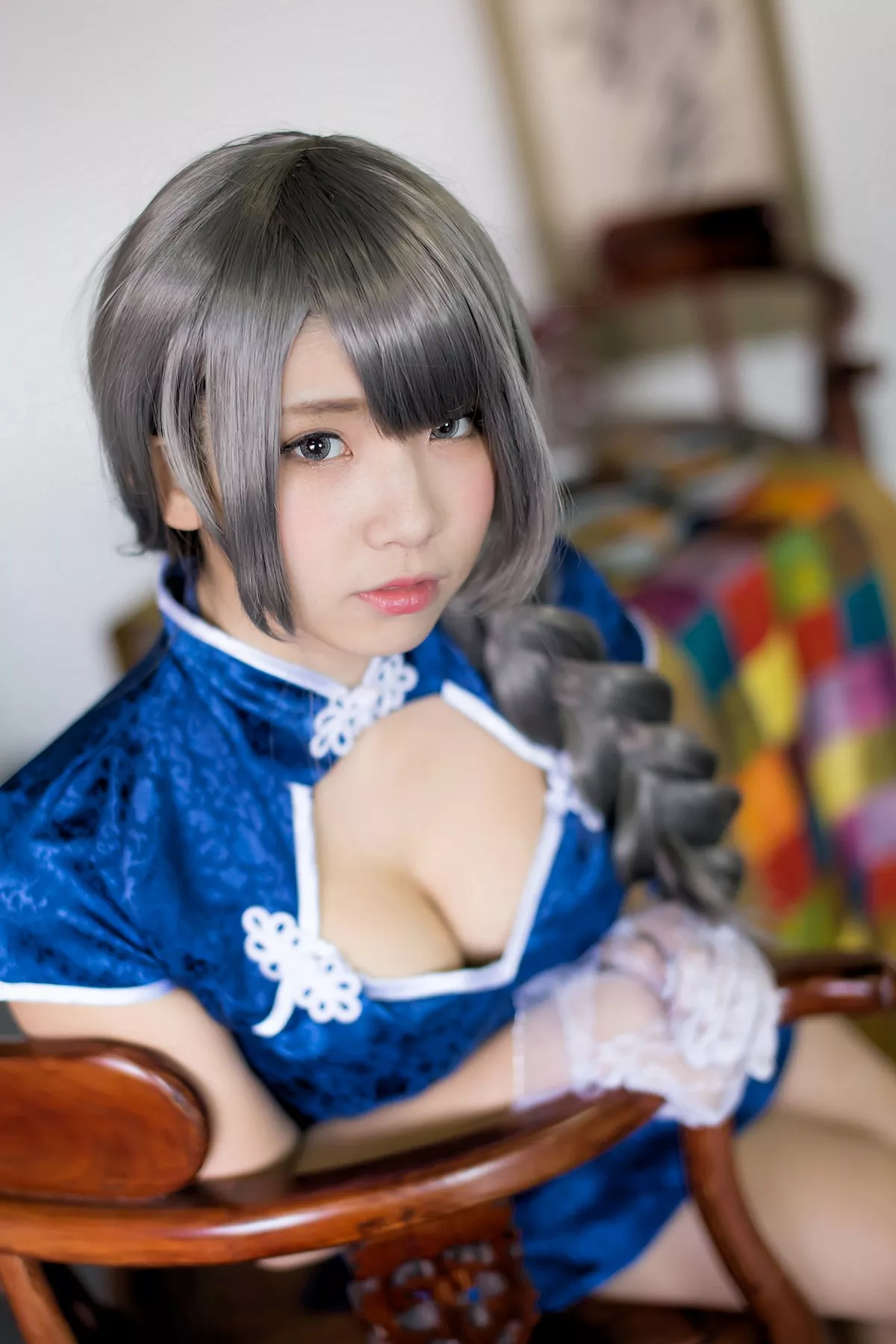 网络美女中華娘娘青花瓷旗袍主题私房性感低胸高开旗袍秀完美身材迷人诱惑写真52P