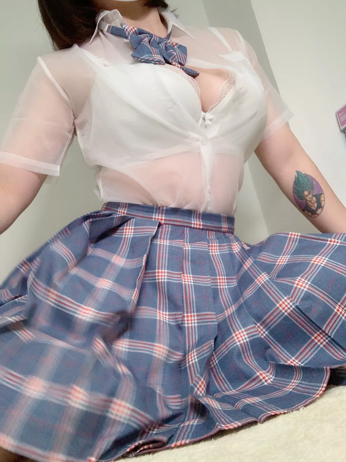 网络美女皮皮奶可可爱了啦JK透明制服主题私房性感格子短裙秀翘臀诱惑写真35P