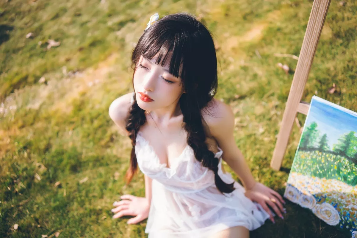 性感尤物清水由乃田园蕾丝裙主题户外性感白色薄纱裙透视秀完美身材诱惑写真66P