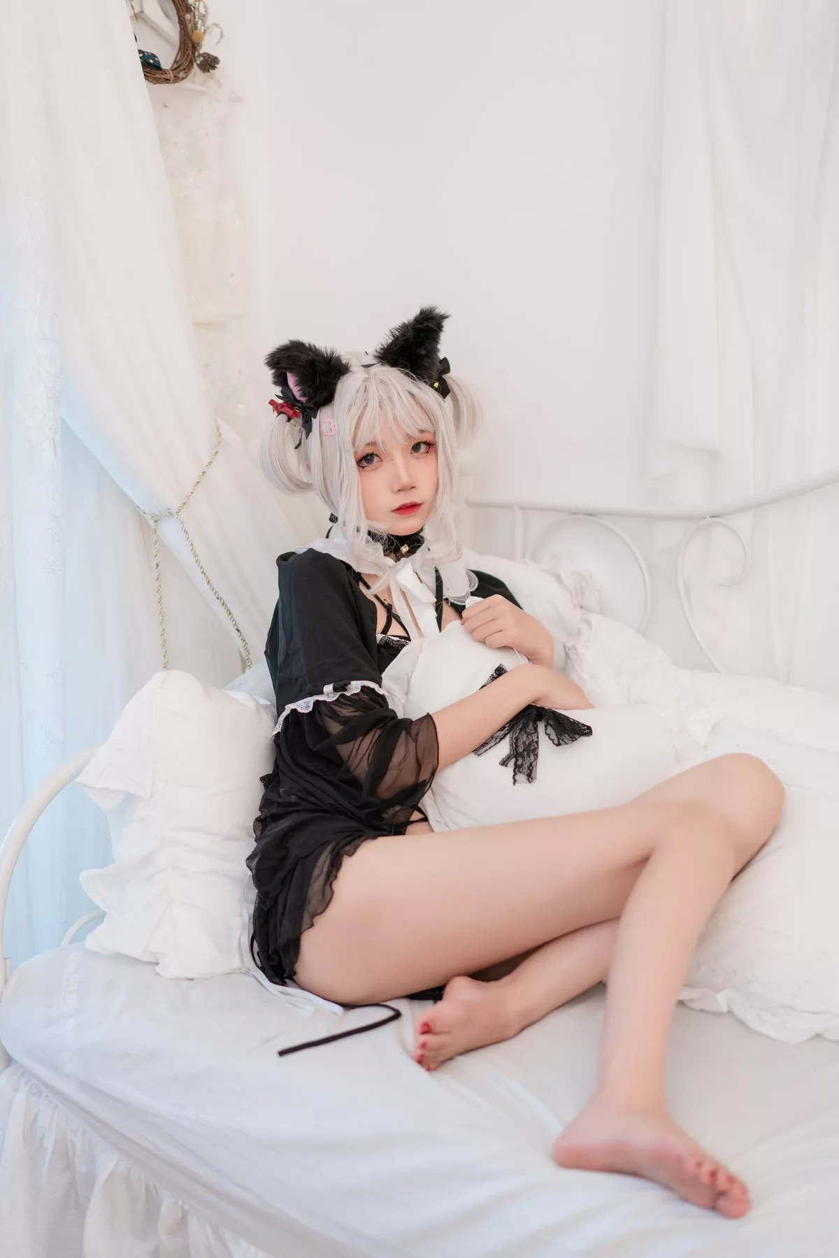 清纯少女五更百鬼性感猫娘主题私房猫女郎装扮黑色薄纱服饰秀完美身材诱惑写真42P