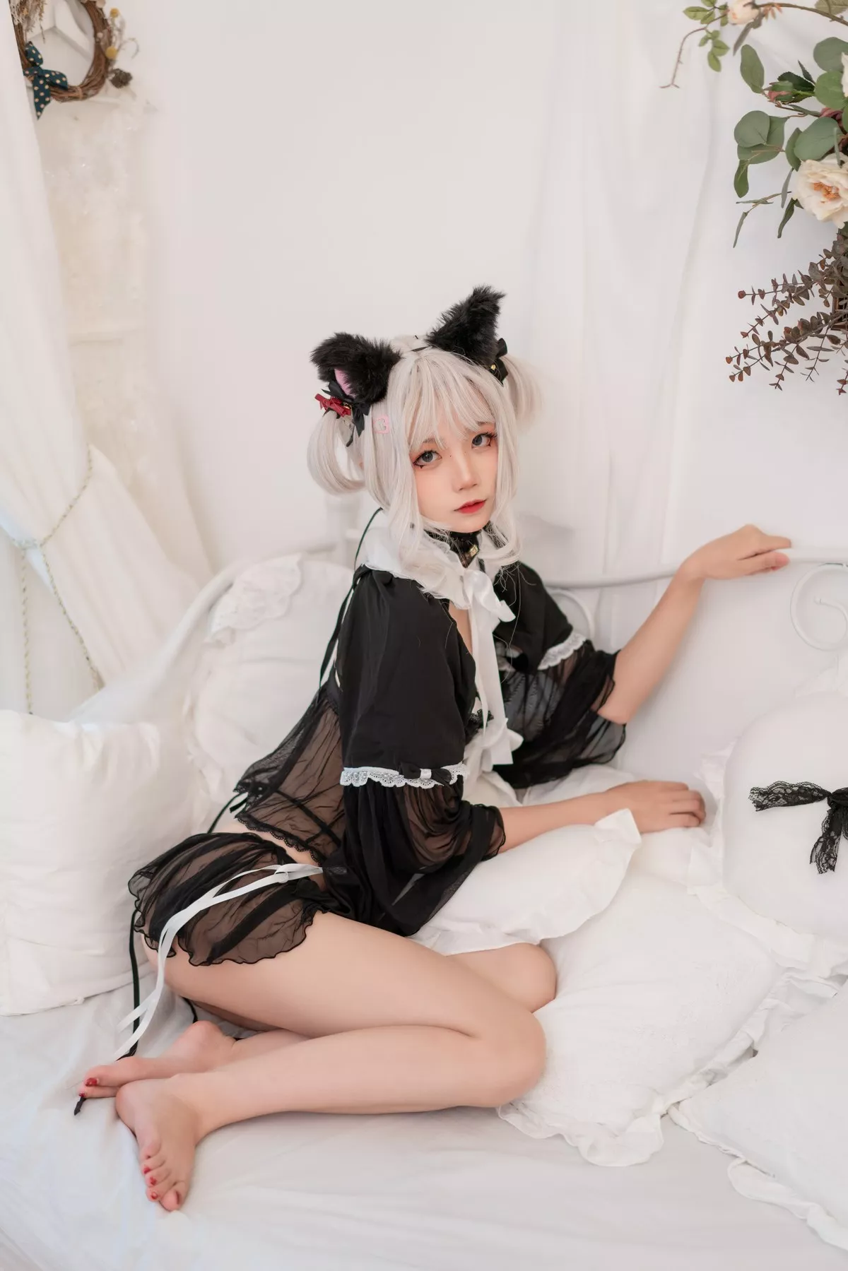 清纯少女五更百鬼性感猫娘主题私房猫女郎装扮黑色薄纱服饰秀完美身材诱惑写真42P