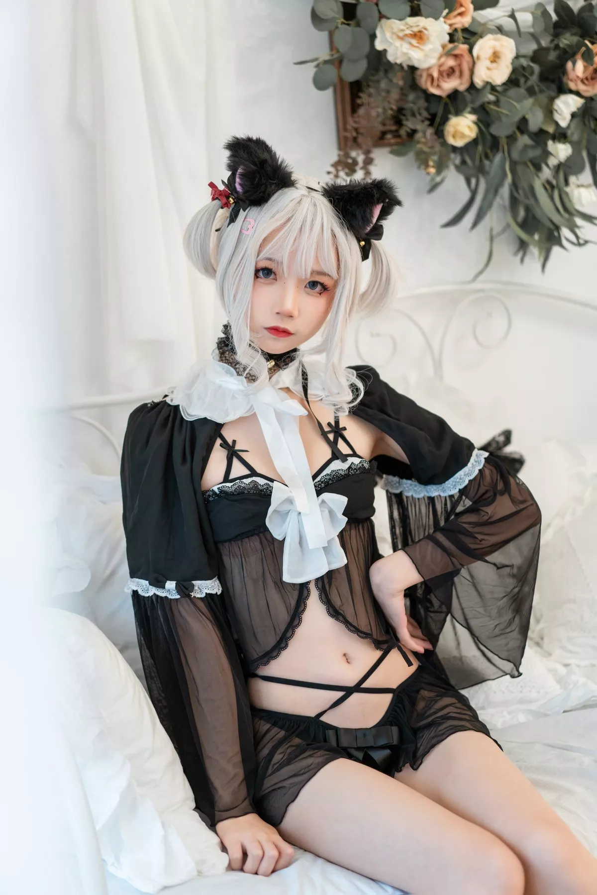 清纯少女五更百鬼性感猫娘主题私房猫女郎装扮黑色薄纱服饰秀完美身材诱惑写真42P
