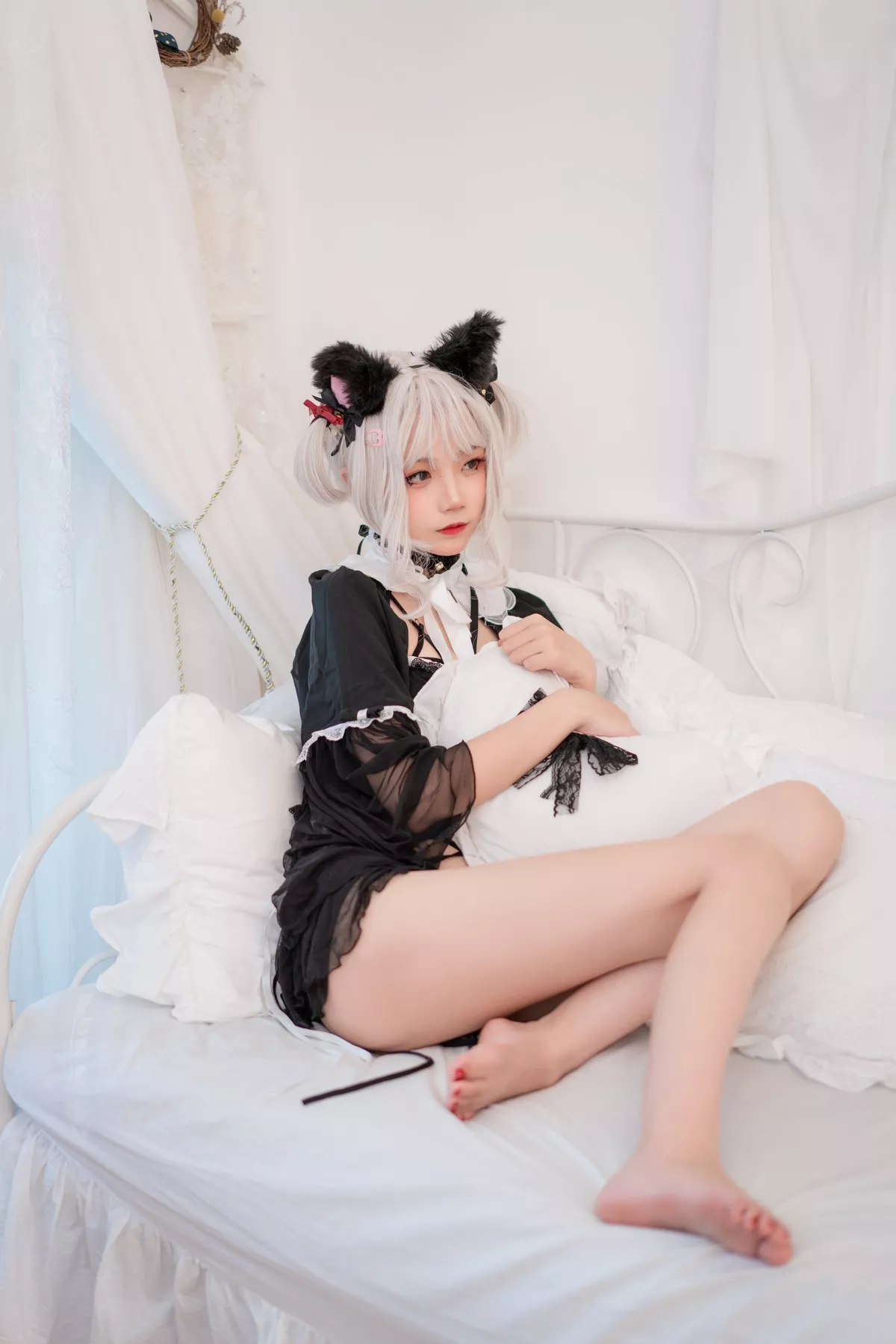 清纯少女五更百鬼性感猫娘主题私房猫女郎装扮黑色薄纱服饰秀完美身材诱惑写真42P