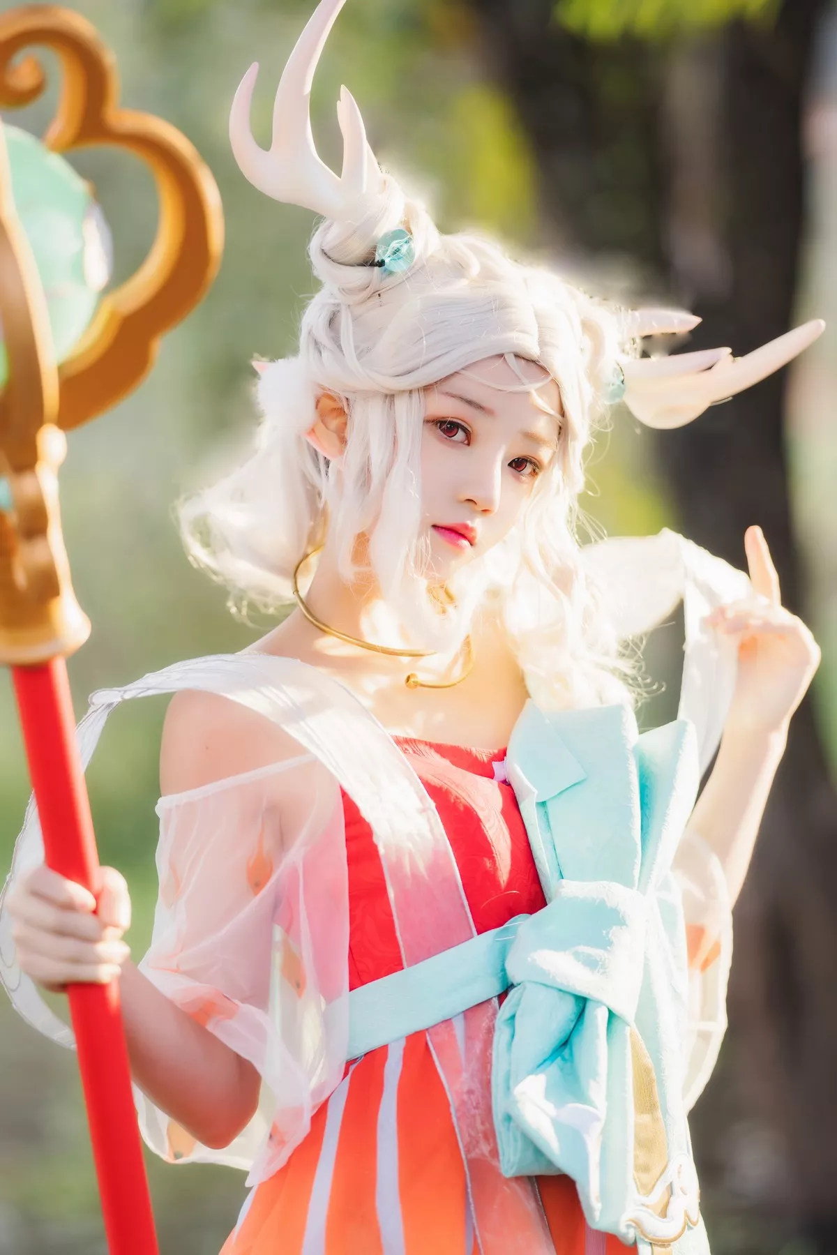 网络美女桜桃喵小鹿主题户外精灵小鹿装扮性感粉红短裙秀美腿迷人写真37P