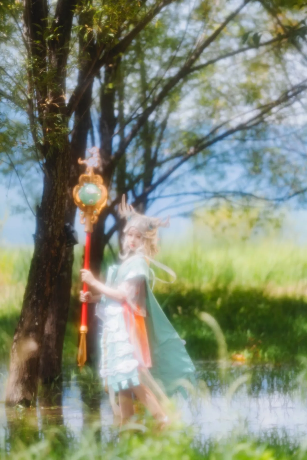网络美女桜桃喵小鹿主题户外精灵小鹿装扮性感粉红短裙秀美腿迷人写真37P