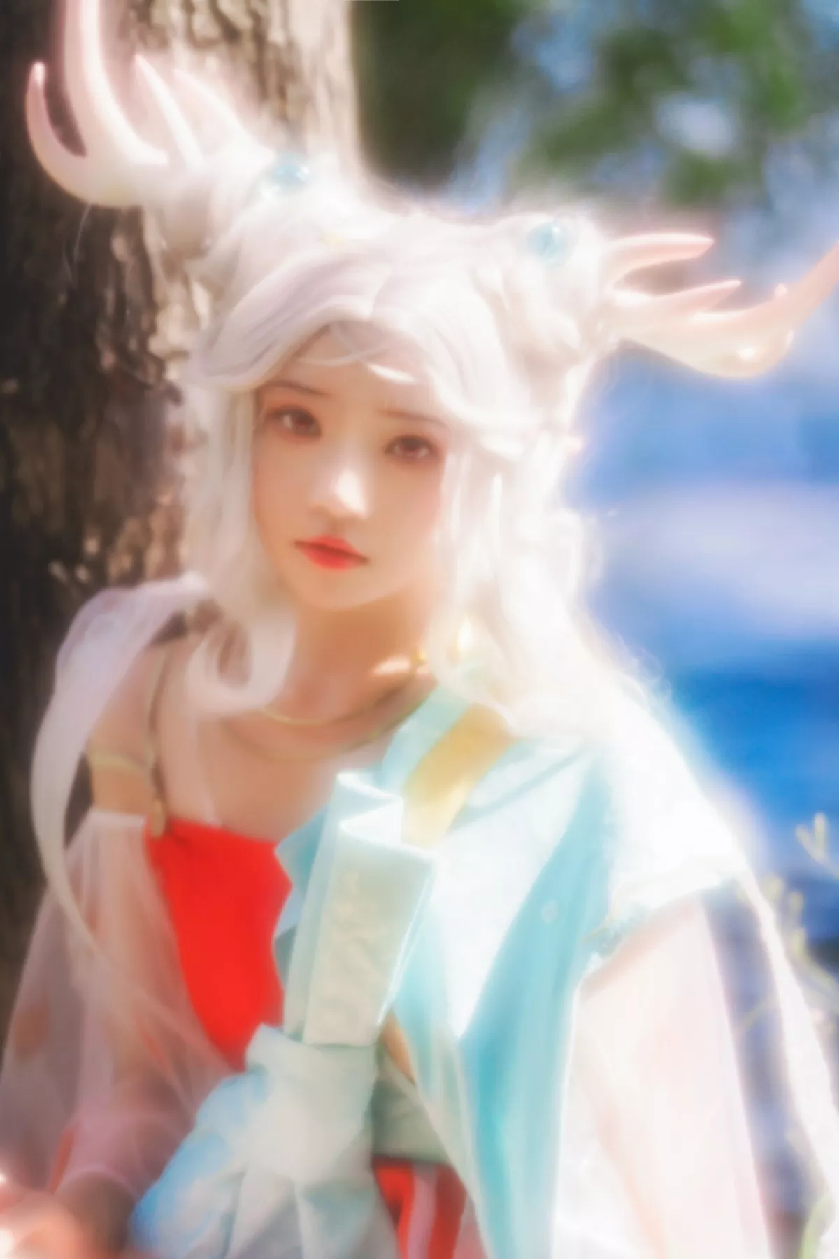 网络美女桜桃喵小鹿主题户外精灵小鹿装扮性感粉红短裙秀美腿迷人写真37P