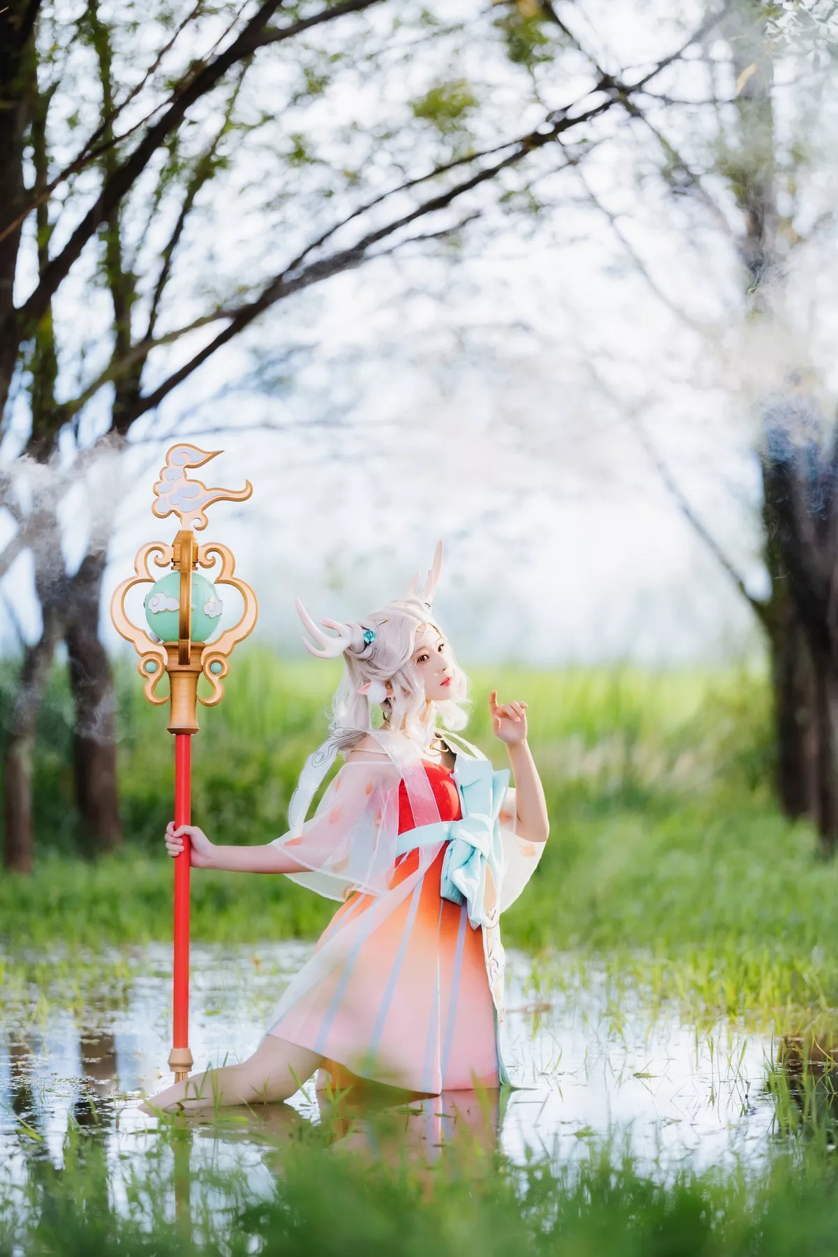网络美女桜桃喵小鹿主题户外精灵小鹿装扮性感粉红短裙秀美腿迷人写真37P