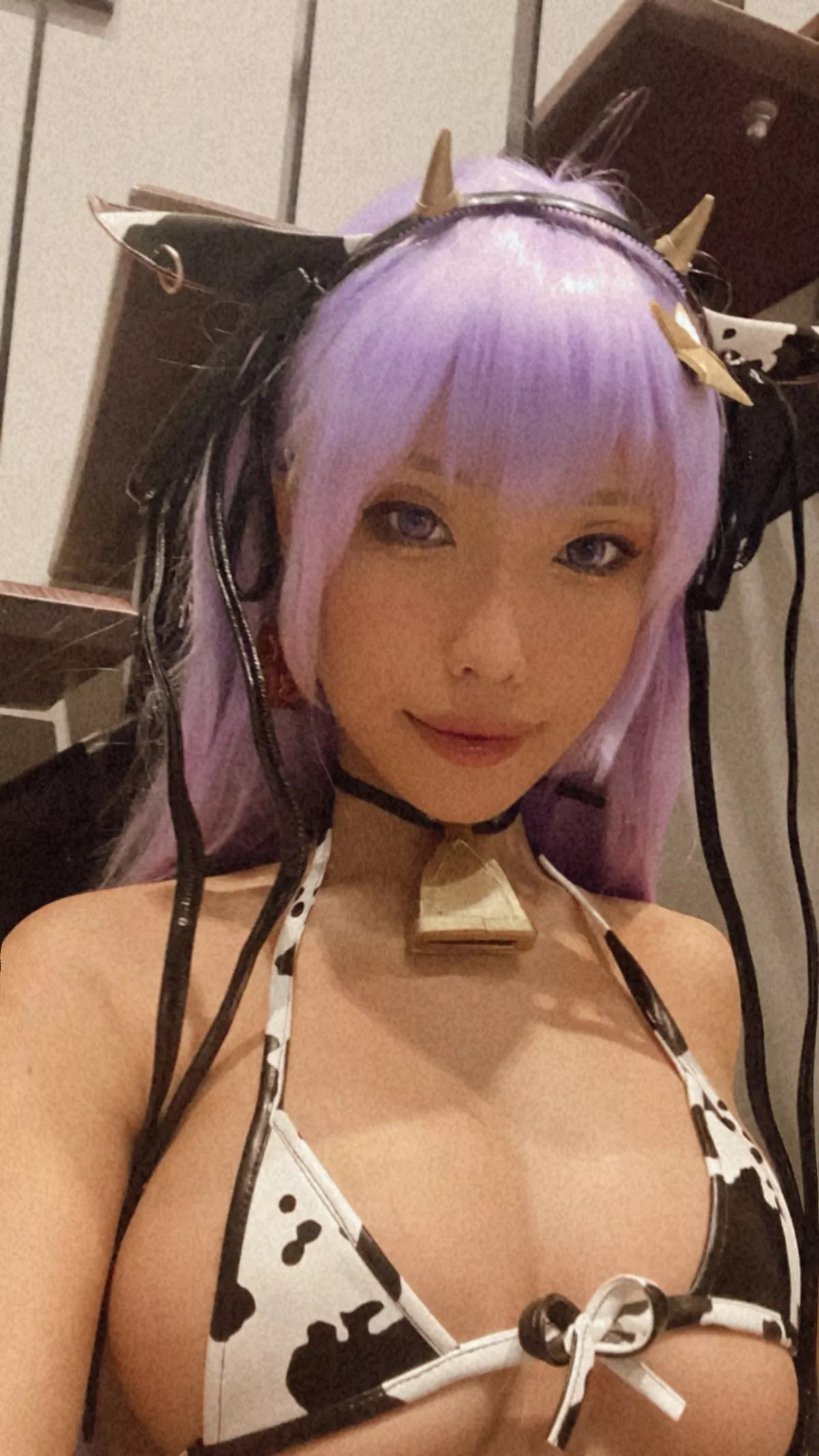 网络美女eliza喵喵油亮肌肤主题私房浴室性感奶牛三点式内衣湿身撩人诱惑写真63P