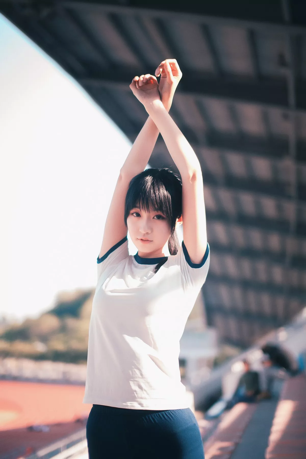 网红Cosplay沧霁桔梗黑丝体操服主题学校体育场紧身体操服秀完美身材性感写真53P