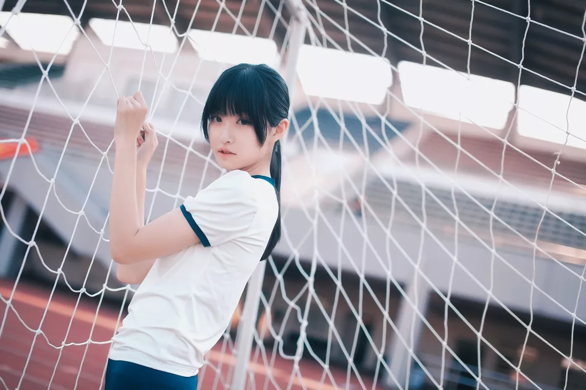 网红Cosplay沧霁桔梗黑丝体操服主题学校体育场紧身体操服秀完美身材性感写真53P