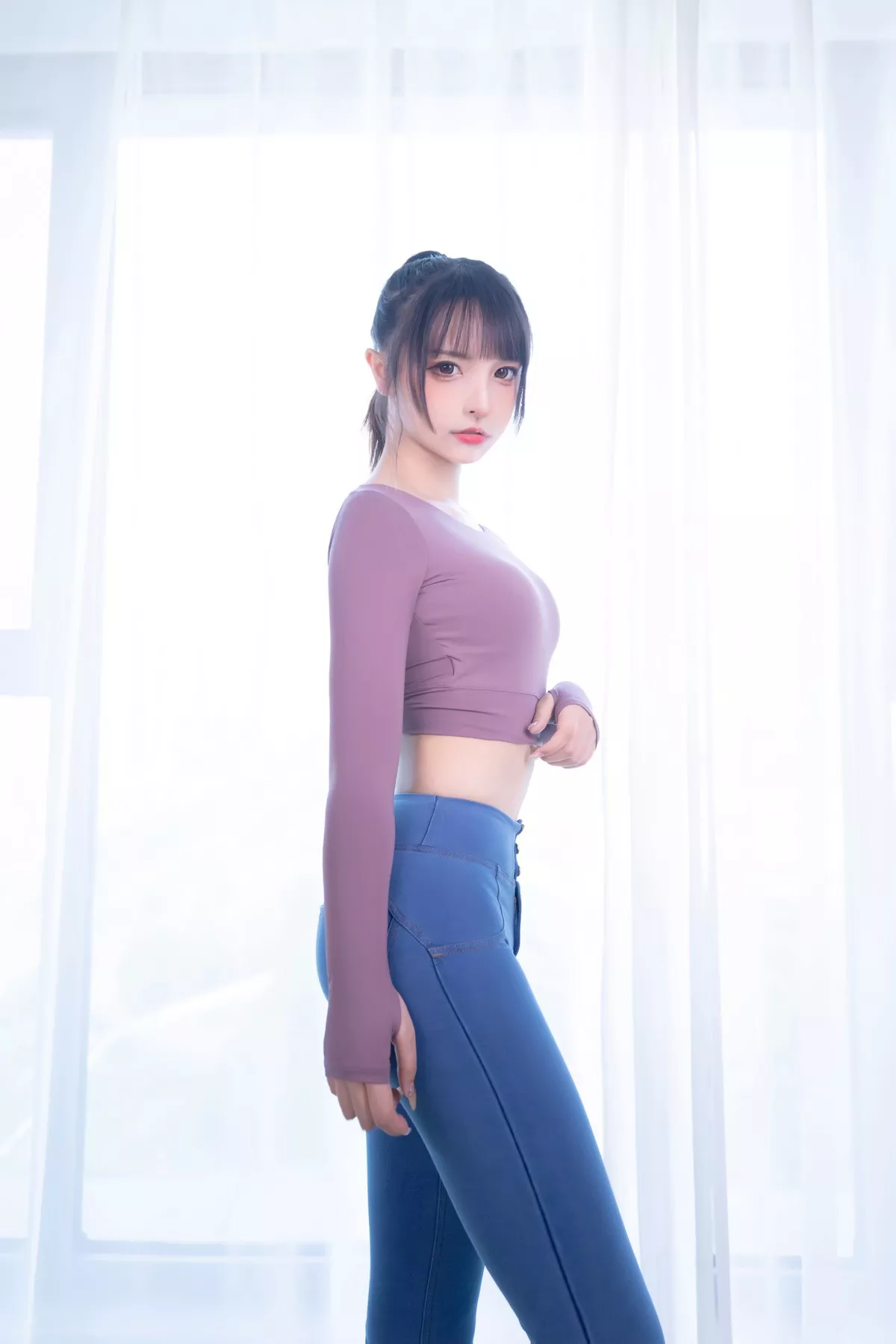 萝莉美女神楽坂真冬牛仔裤女孩主题私房性感白色蕾丝内衣配牛仔短裤诱惑写真150P