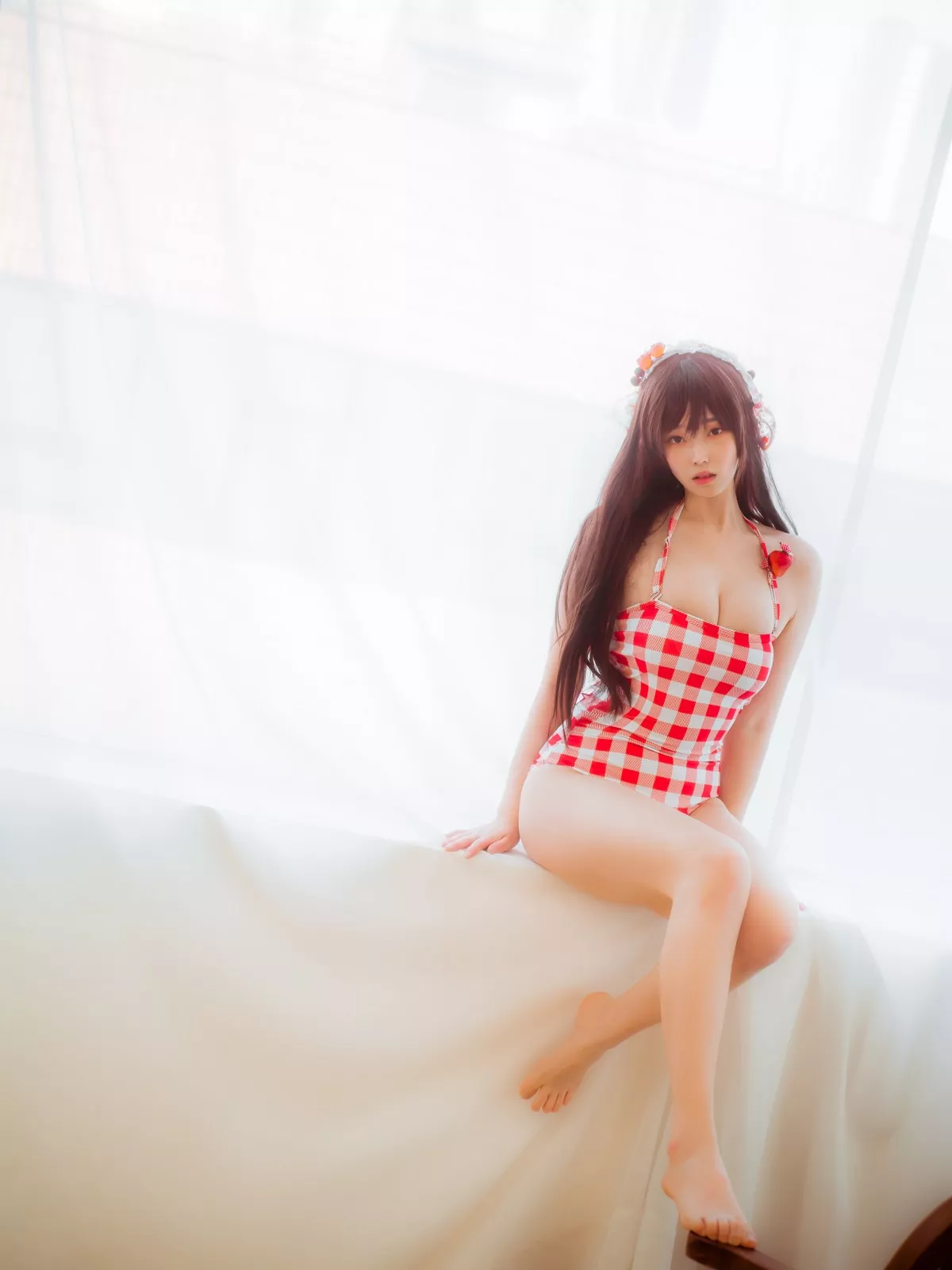 韩国美女Bambi格子半身裙主题私房性感红色格子服饰秀丰满身材迷人诱惑写真61P