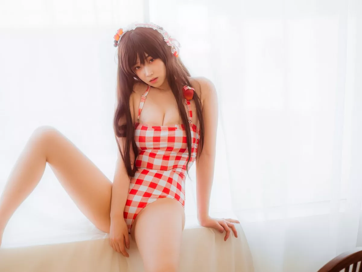 韩国美女Bambi格子半身裙主题私房性感红色格子服饰秀丰满身材迷人诱惑写真61P