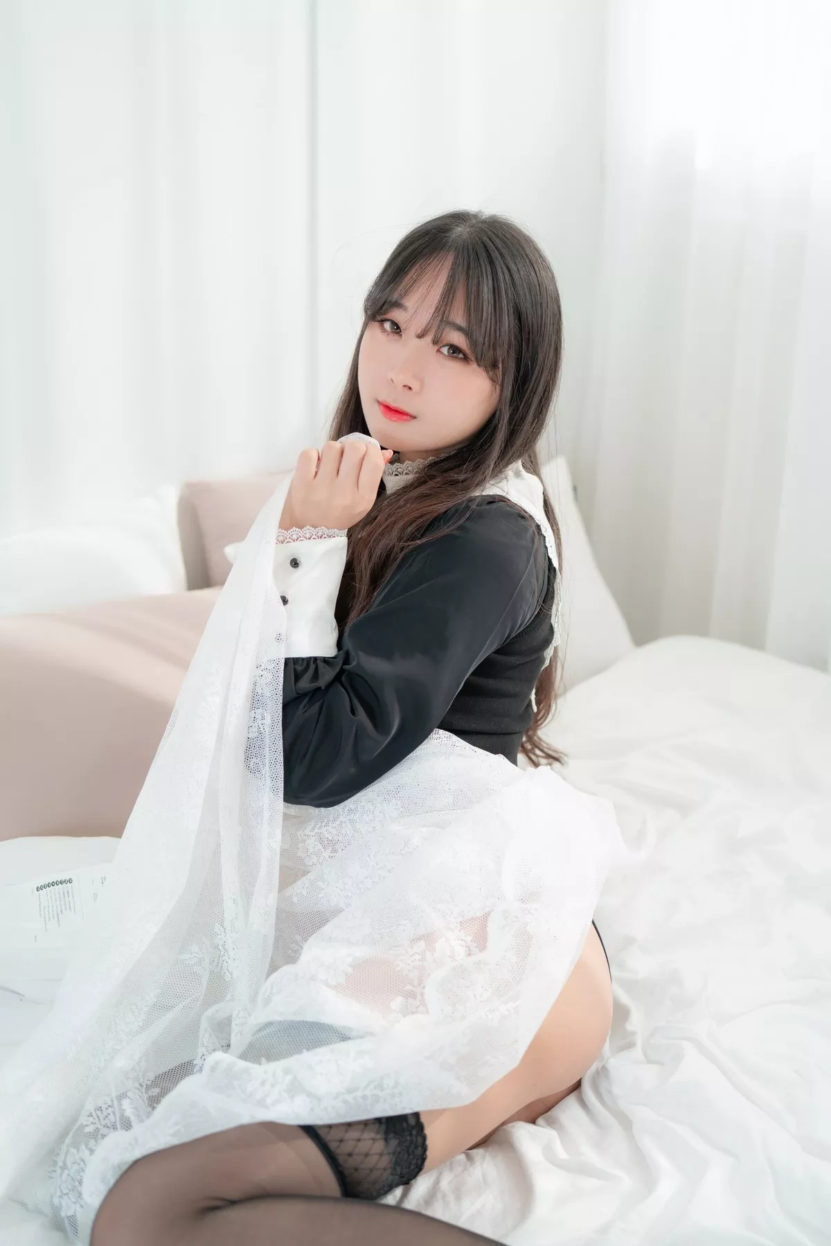 韩国美女LUPPI水手制服主题私房半截水手服+黑色薄纱配黑丝袜迷人诱惑写真128P