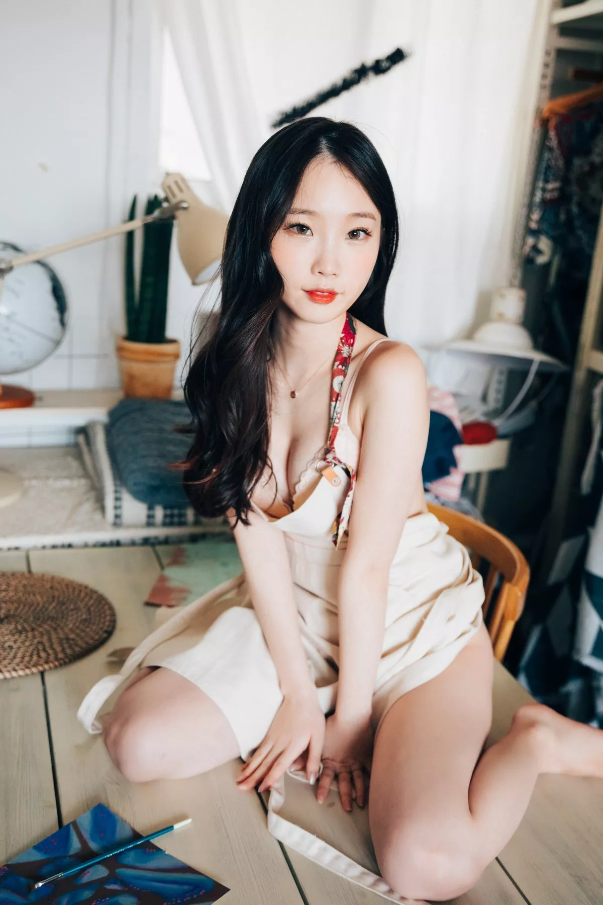 韩国美女Assistant私房服饰主题性感粉色高叉连体衣+肉色蕾丝内衣完美诱惑写真64P