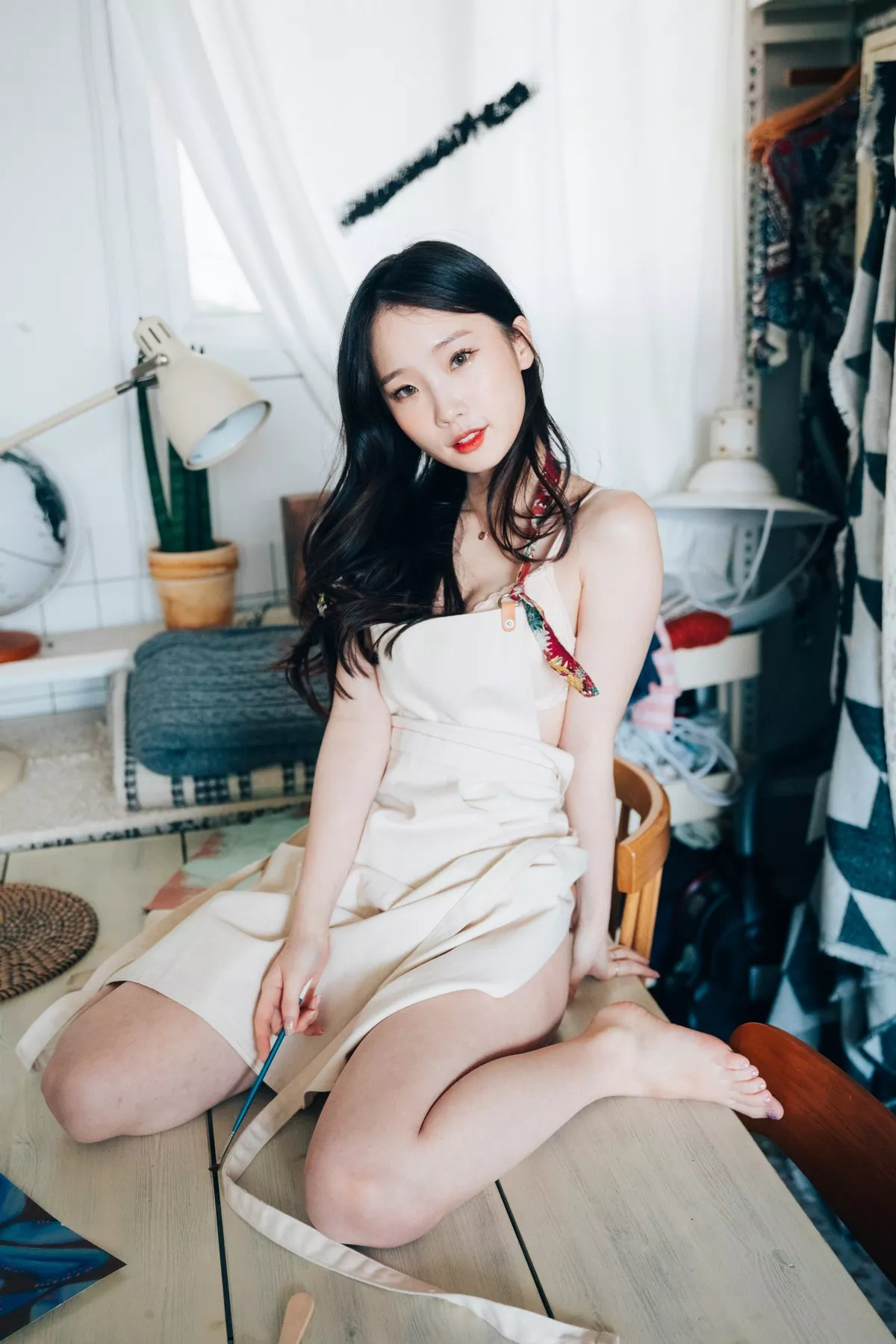 韩国美女Assistant私房服饰主题性感粉色高叉连体衣+肉色蕾丝内衣完美诱惑写真64P