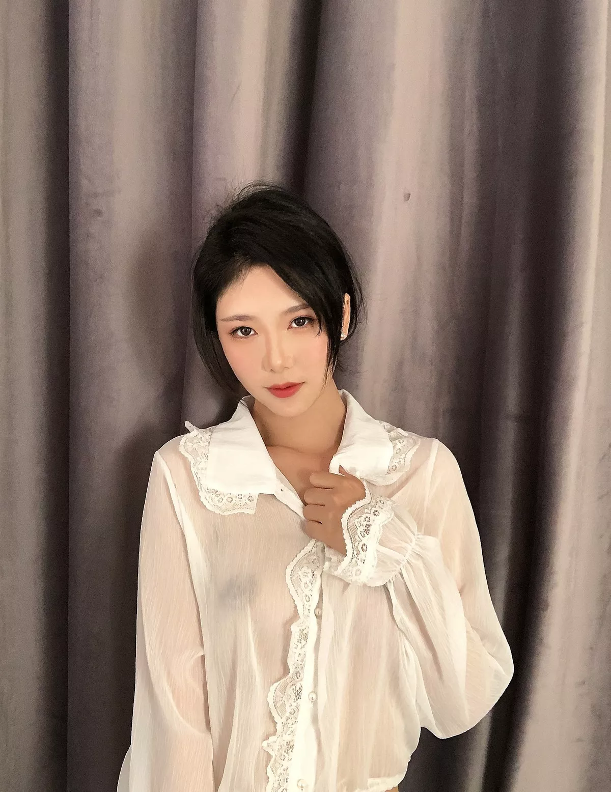 人气Coser抖娘-利世透视雪紡+碎花內衣+定制主题私房性感内衣完美诱惑写真112P