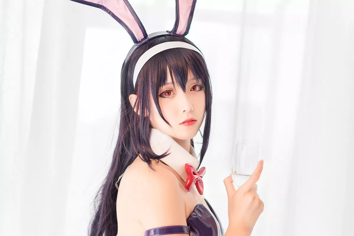 Coser美女Akisoso秋楚楚霞之丘诗羽主题私房性感高叉连体衣配黑丝渔网诱惑写真39P