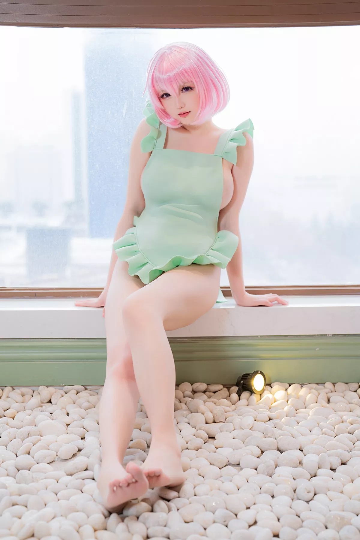 Coser小姐姐星之迟迟情人节梦梦主题浴室性感薄纱服饰湿身秀丰满身材诱惑写真115P
