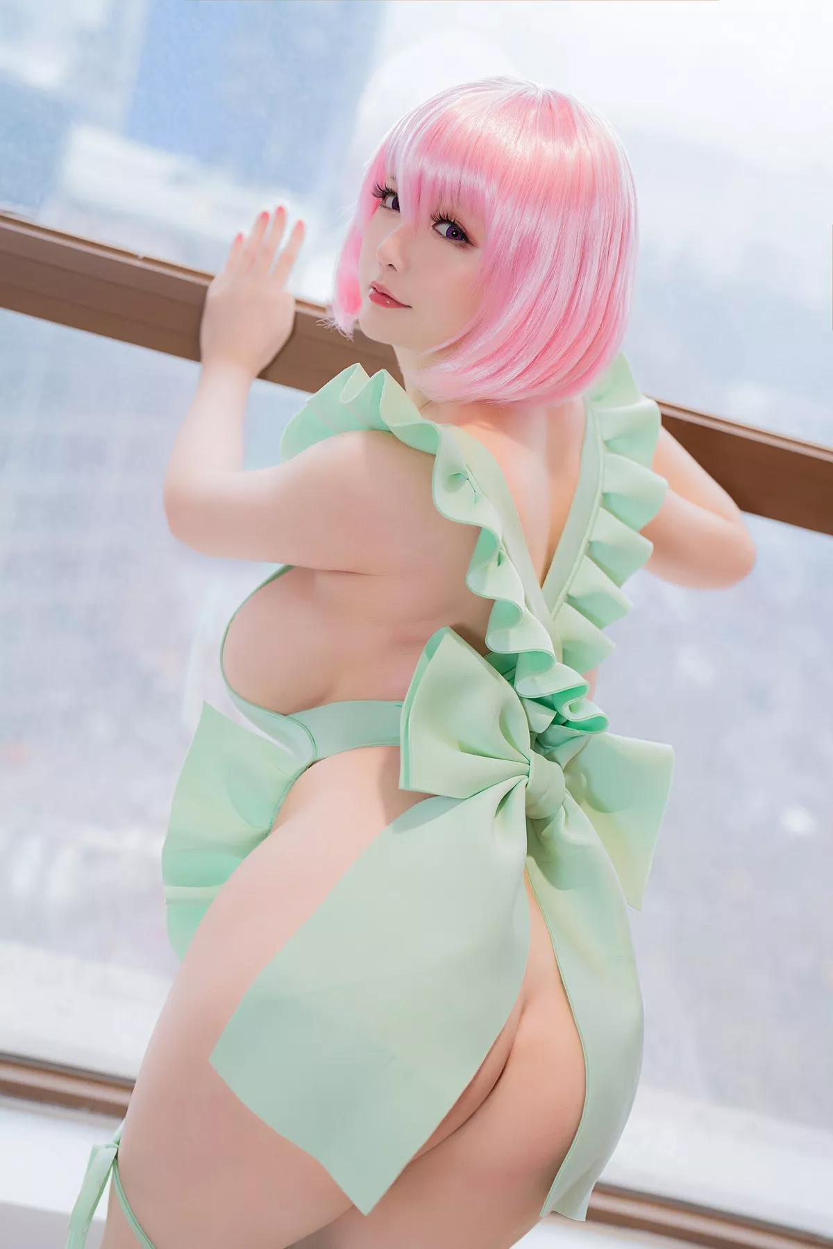Coser小姐姐星之迟迟情人节梦梦主题浴室性感薄纱服饰湿身秀丰满身材诱惑写真115P