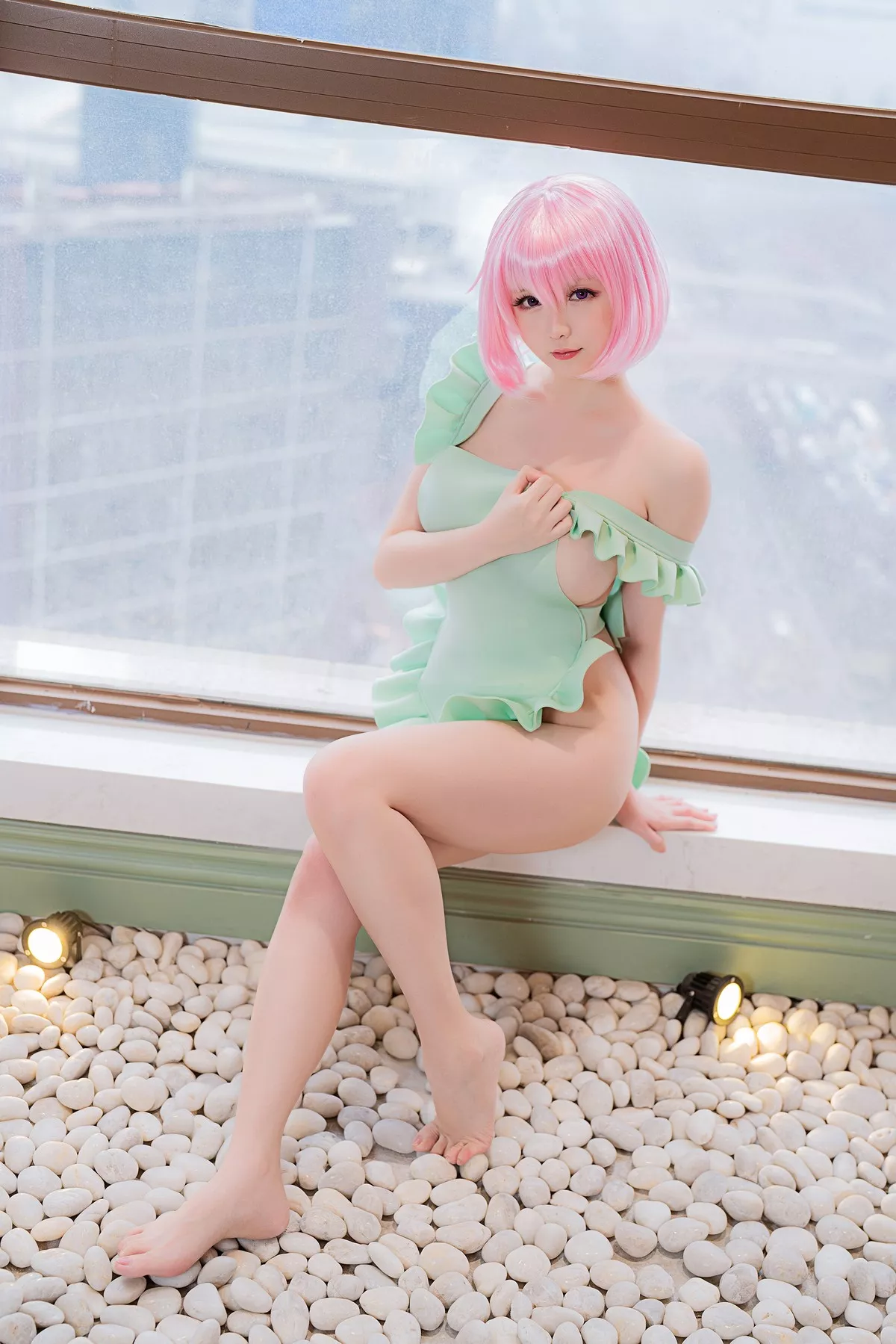 Coser小姐姐星之迟迟情人节梦梦主题浴室性感薄纱服饰湿身秀丰满身材诱惑写真115P