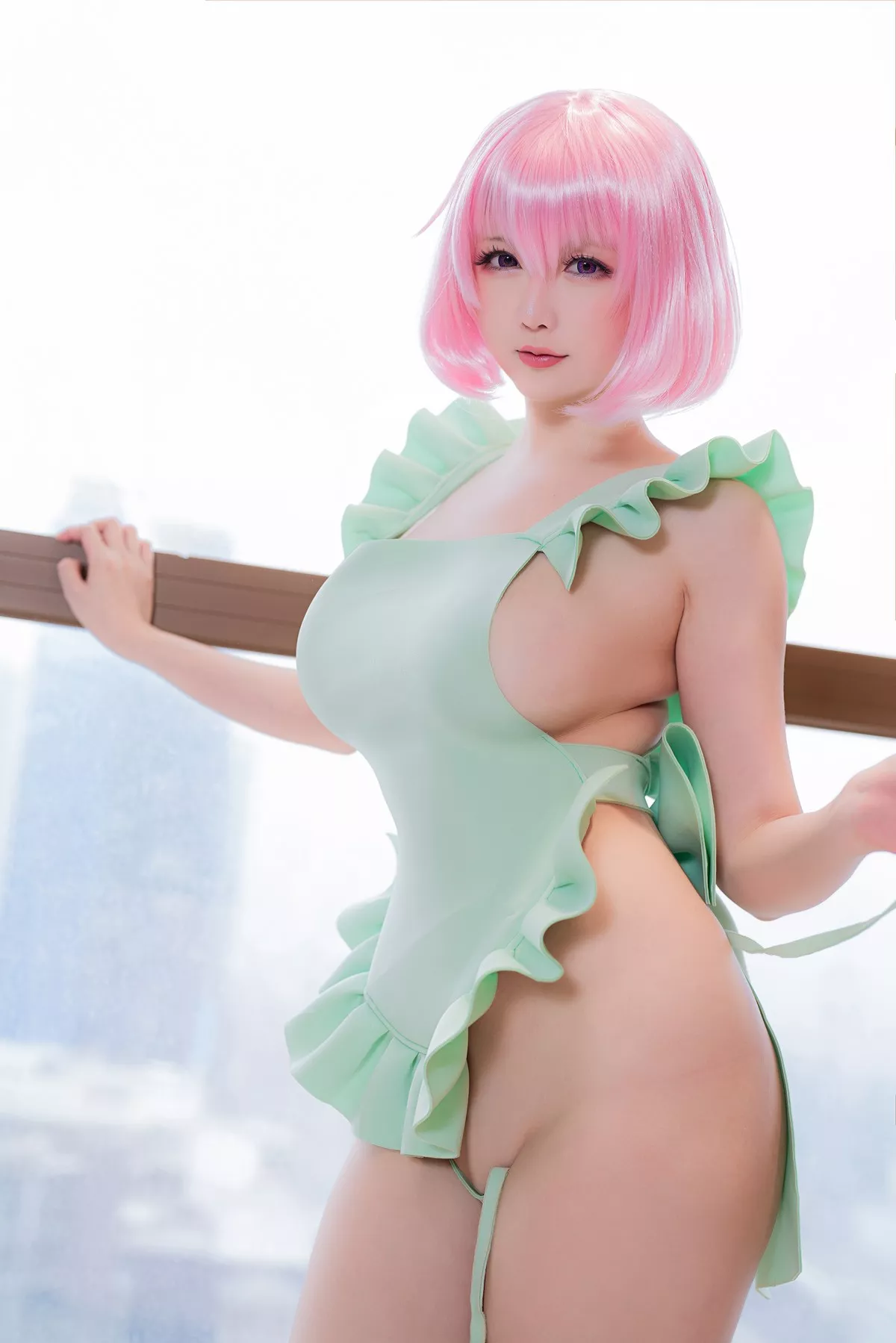Coser小姐姐星之迟迟情人节梦梦主题浴室性感薄纱服饰湿身秀丰满身材诱惑写真115P
