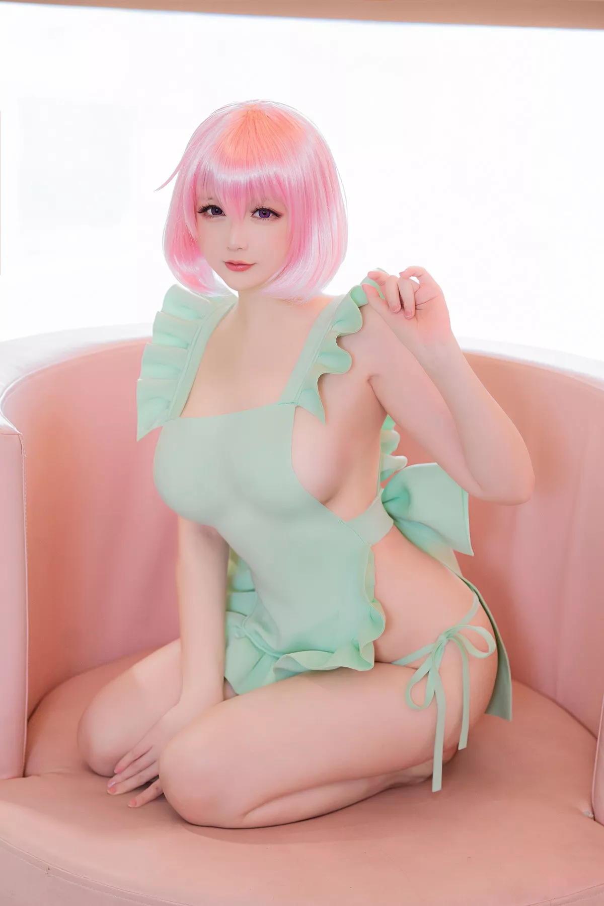 Coser小姐姐星之迟迟情人节梦梦主题浴室性感薄纱服饰湿身秀丰满身材诱惑写真115P