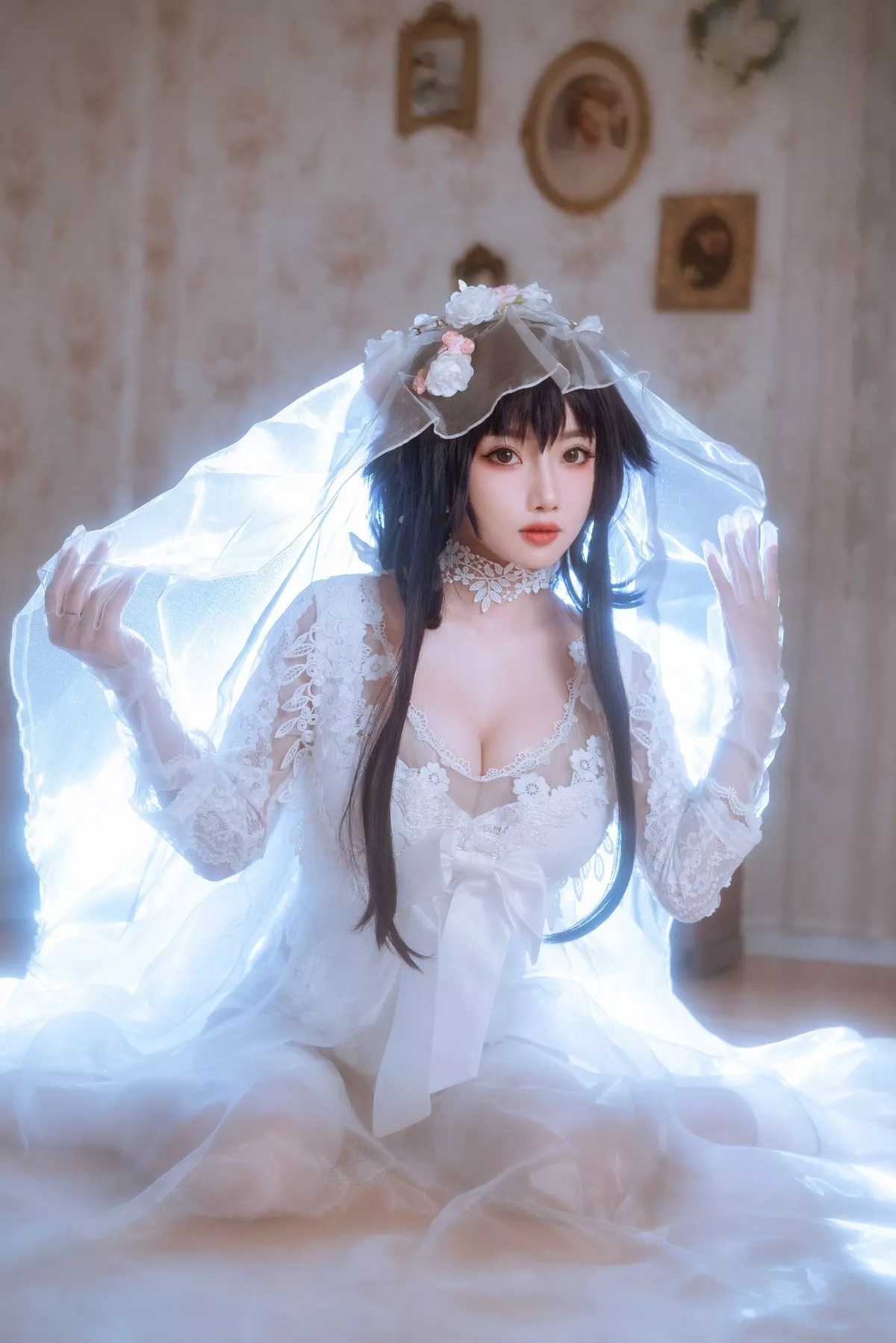 白嫩美少女鬼畜瑶在不在婚纱主题私房性感纯白薄透婚纱秀惹火身材诱惑写真38P