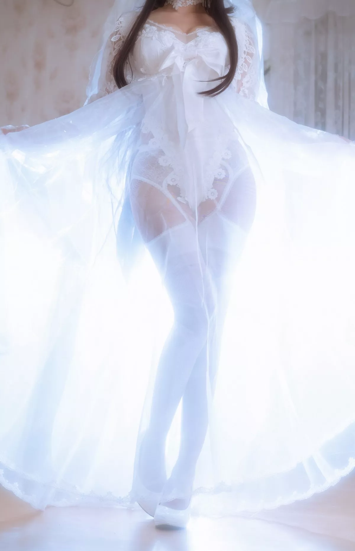 白嫩美少女鬼畜瑶在不在婚纱主题私房性感纯白薄透婚纱秀惹火身材诱惑写真38P