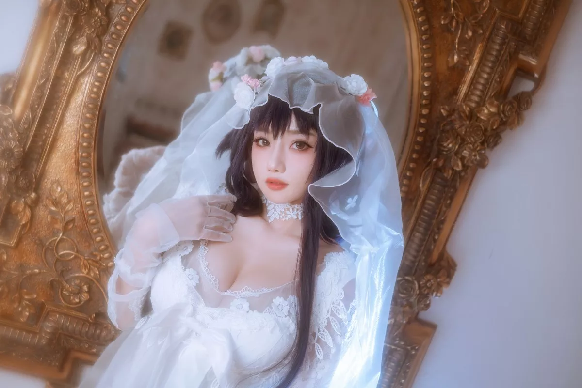 白嫩美少女鬼畜瑶在不在婚纱主题私房性感纯白薄透婚纱秀惹火身材诱惑写真38P