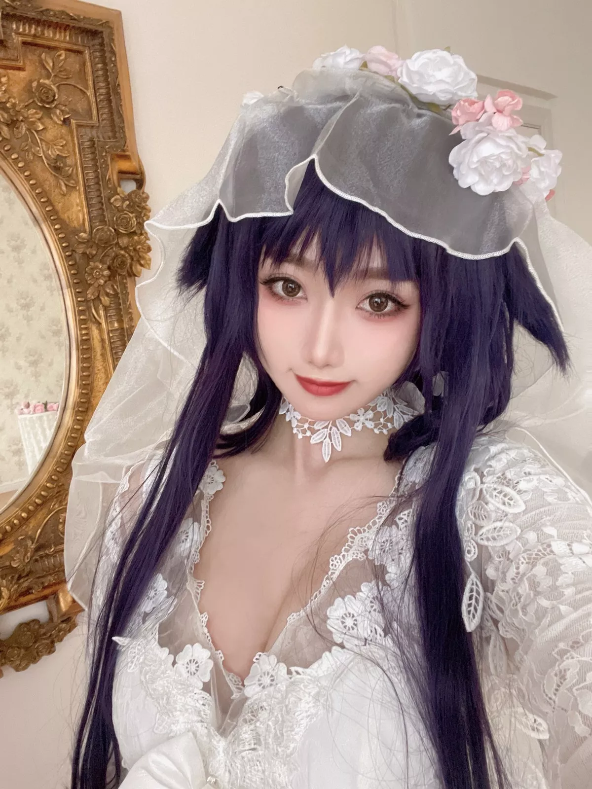 白嫩美少女鬼畜瑶在不在婚纱主题私房性感纯白薄透婚纱秀惹火身材诱惑写真38P