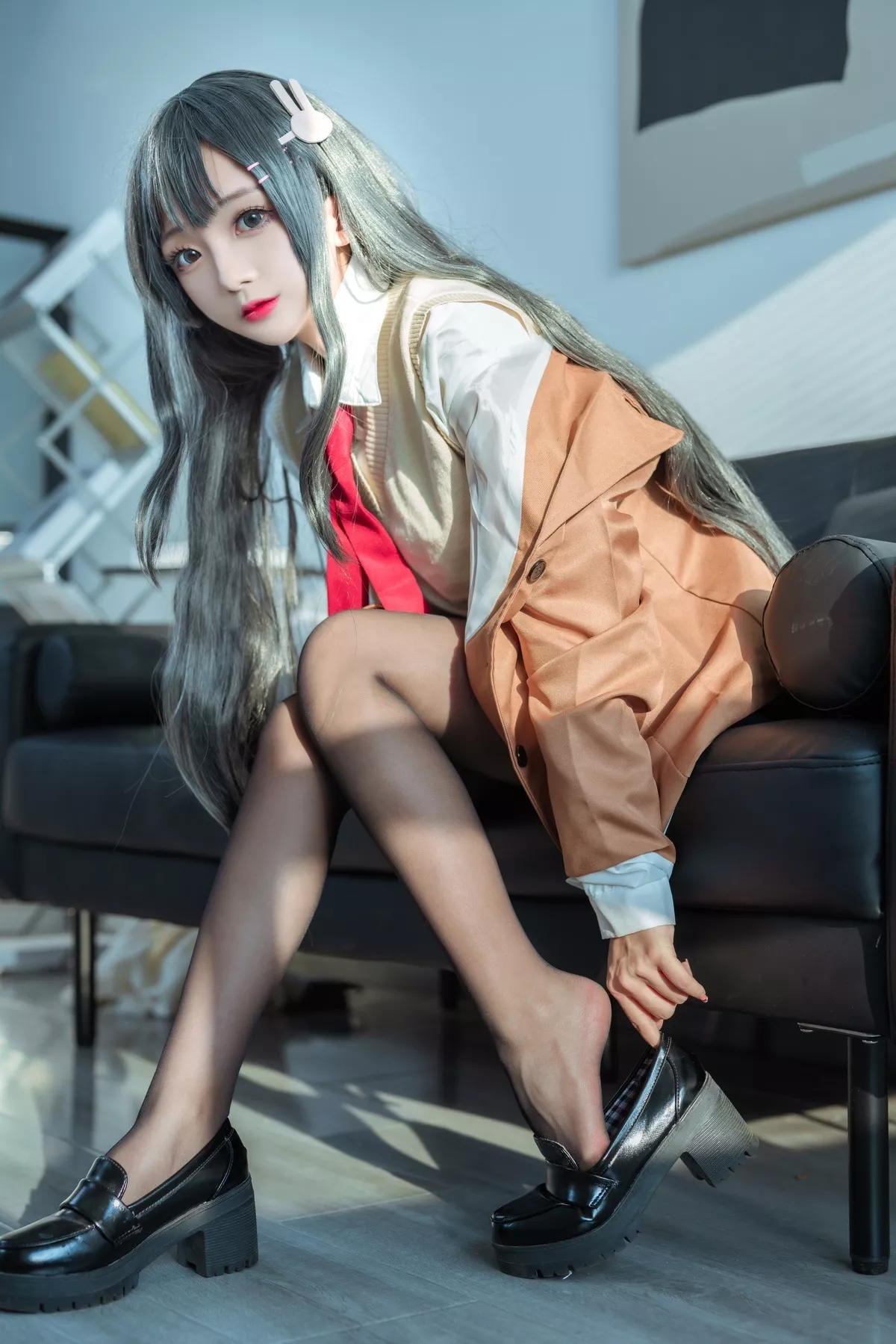 Cosplay美女日奈娇麻衣校服主题私房性感学生制服半脱露蕾丝内衣迷人诱惑写真73P